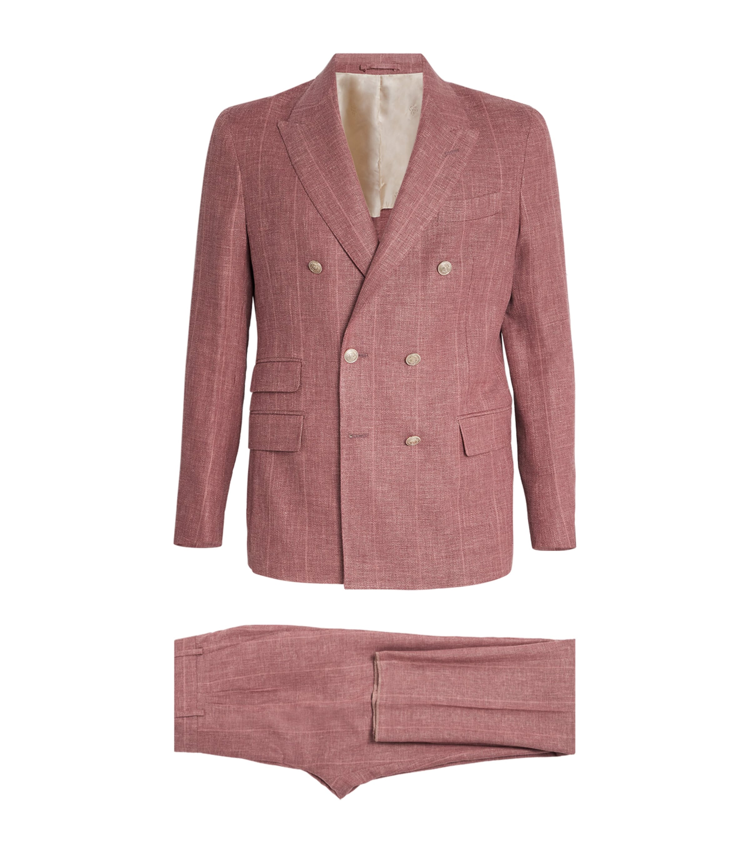 Eleventy Double-breasted Two-piece Suit In Pink
