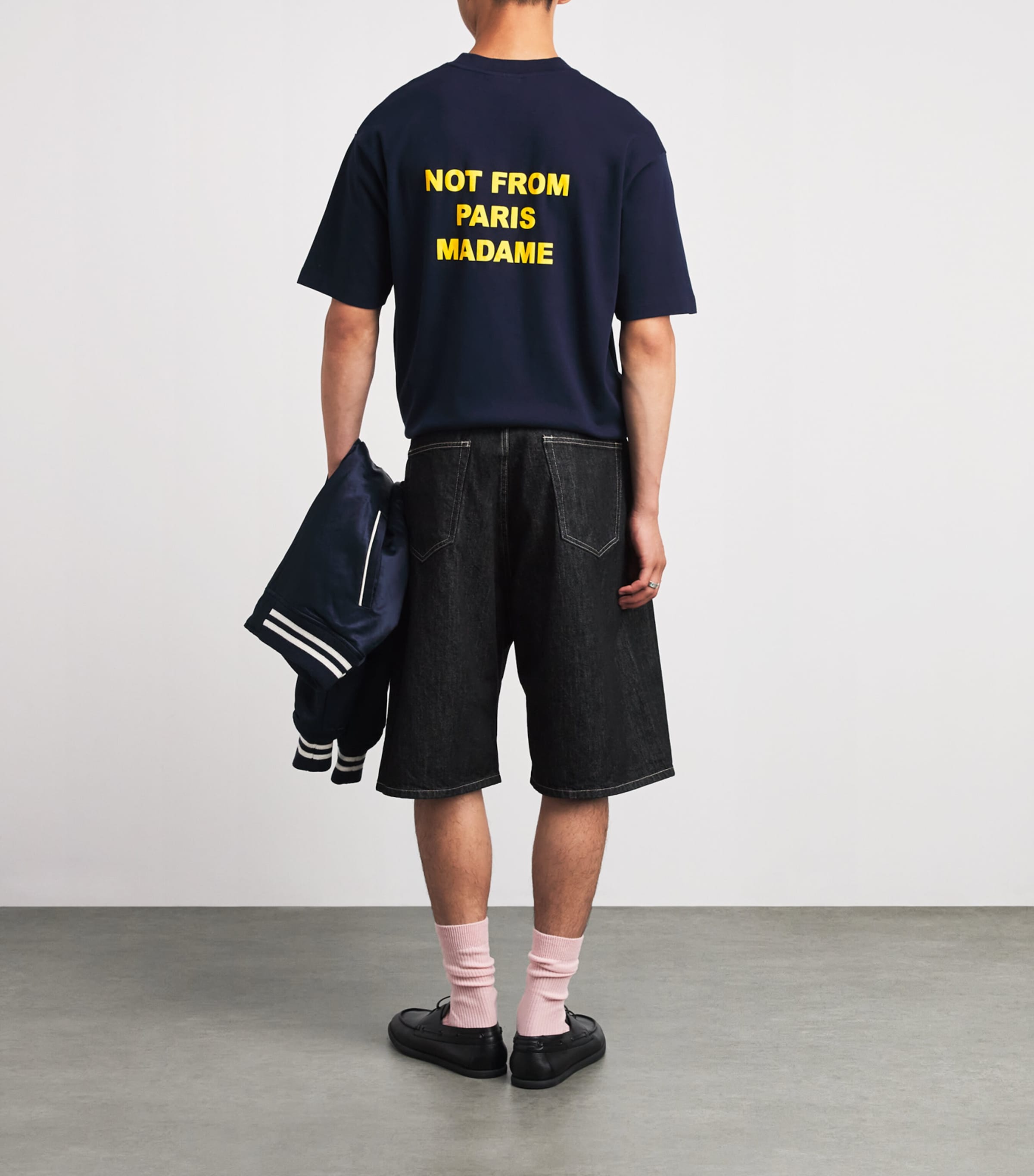 Drôle de Monsieur Mens Cotton Slogan T-Shirt Navy Image 2