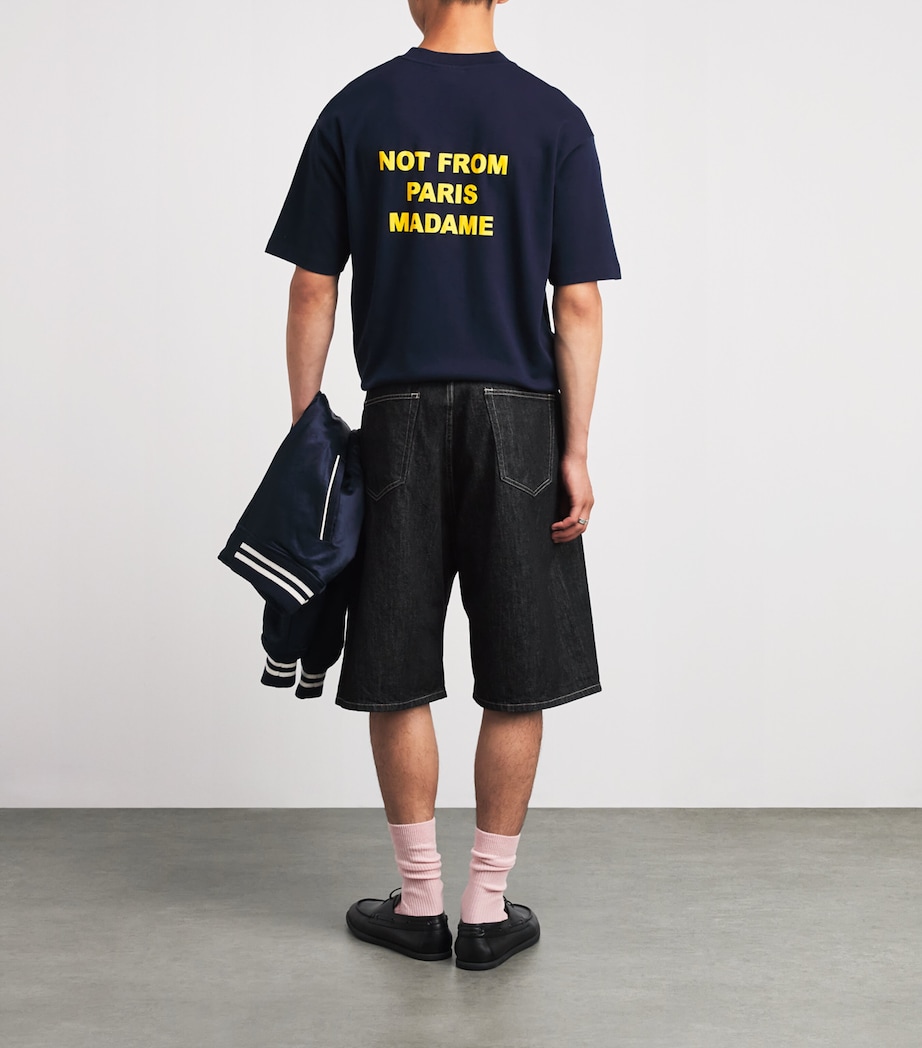 Drôle de Monsieur Mens Cotton Slogan T-Shirt Navy Image 2