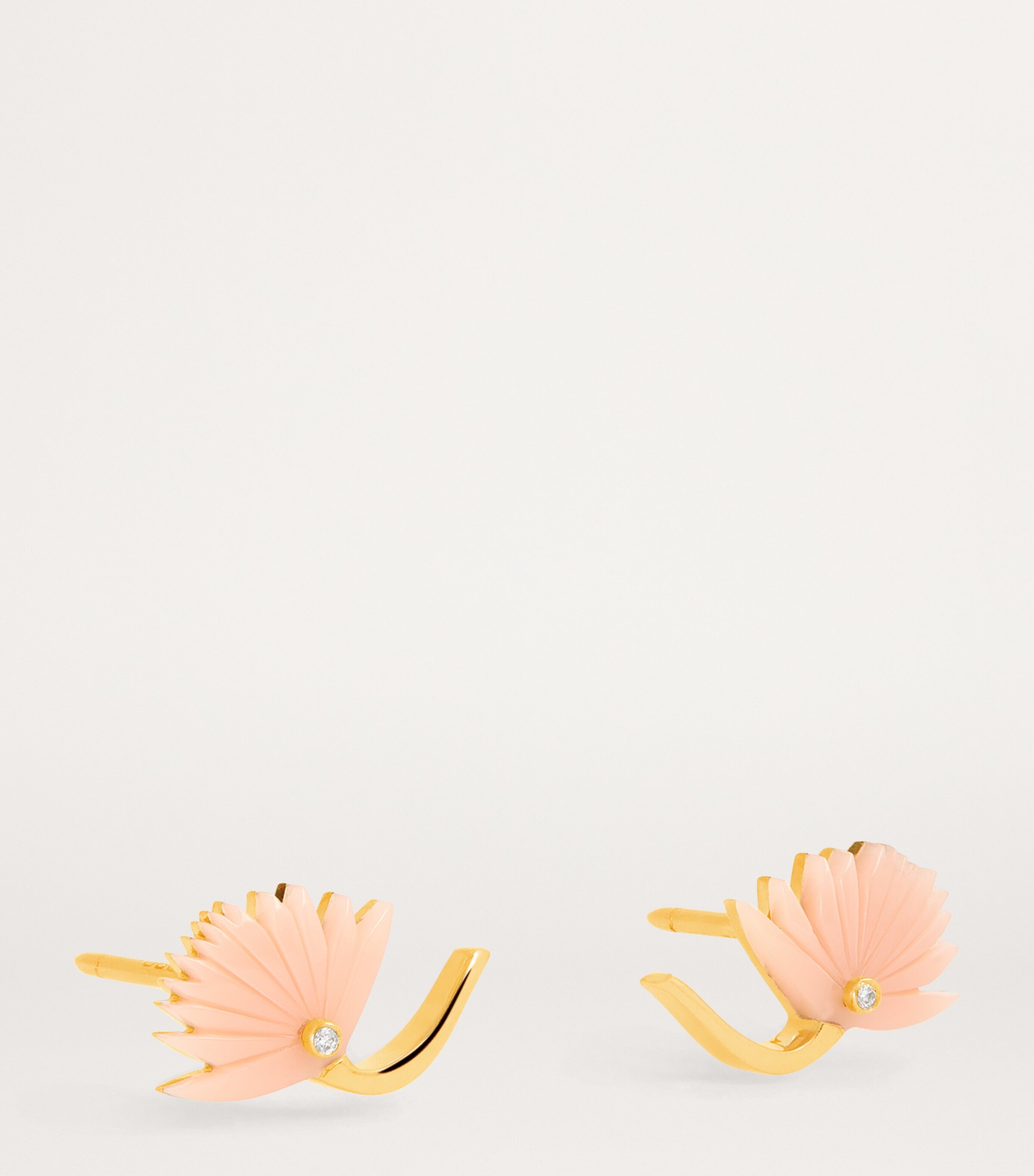 L'ATELIER NAWBAR Yellow Gold, Diamond and Pink Coral Psychedeliah Earrings Yellow Gold Image 3