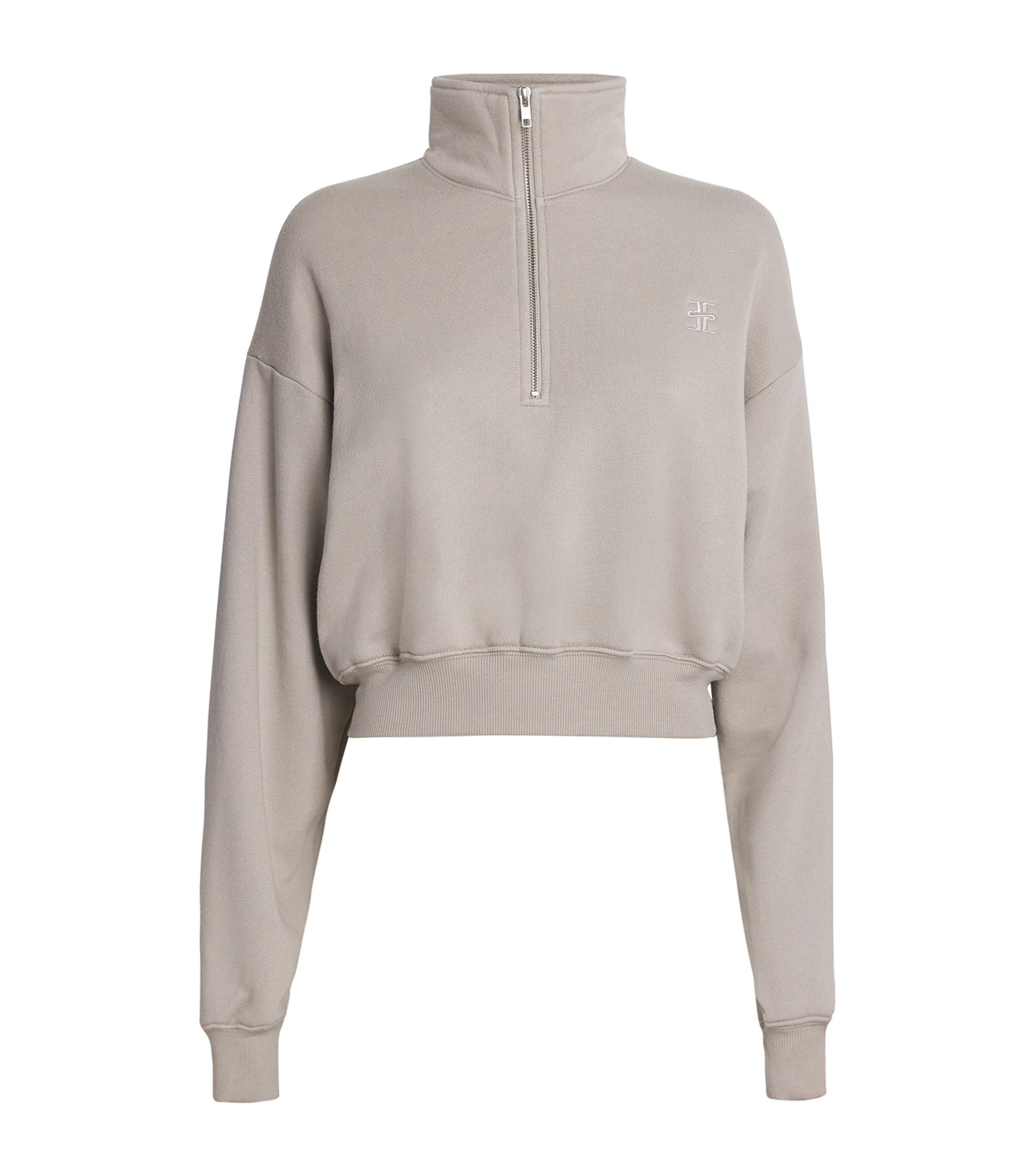 Shop Éterne French Terry Cropped Sweatshirt In Beige