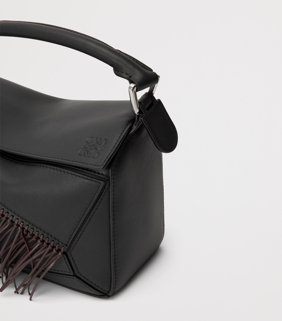 LOEWE Small Leather Puzzle Fringed Top-Handle Bag Black/dark Chestnut Image 8