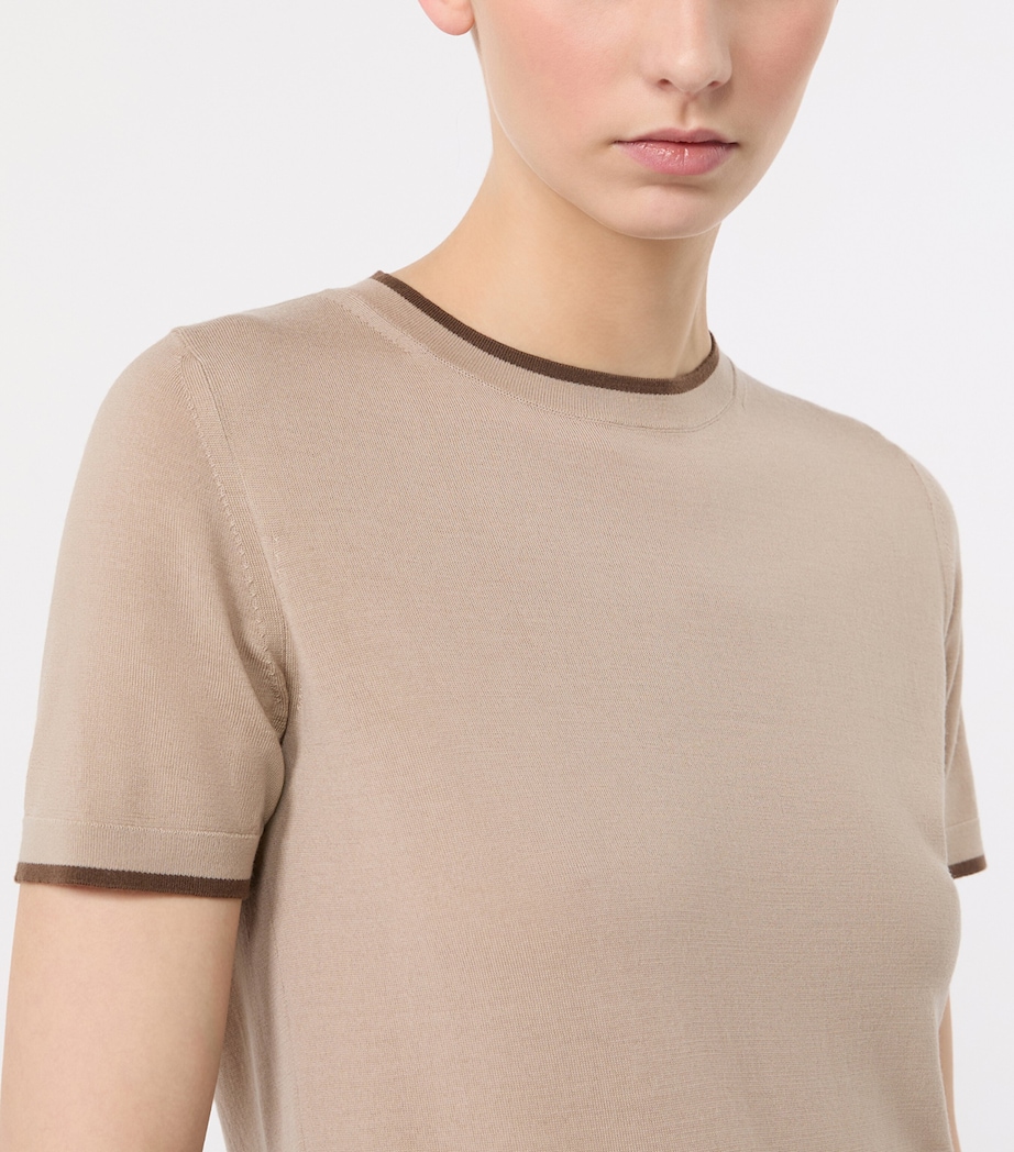 Max Mara Womens Virgin Wool Short-Sleeve Sweater Beige Image 5