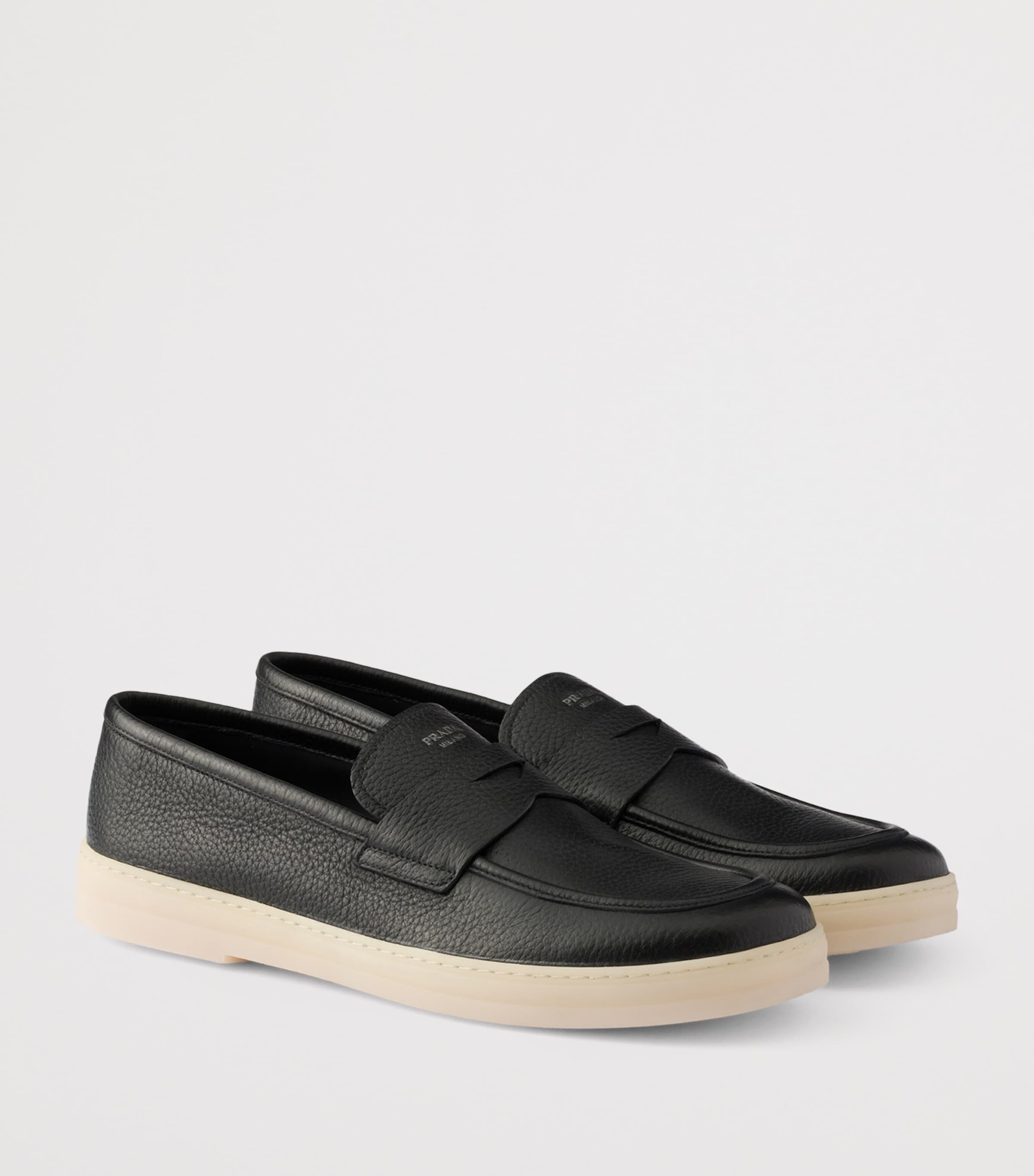 Prada Leather Logo Loafers Black Image 2