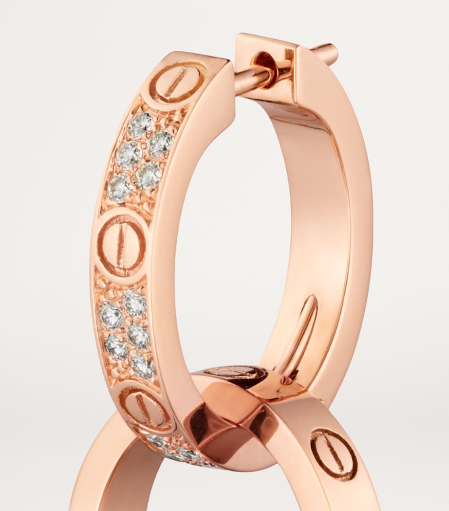 Rose Gold and Diamond LOVE Double Hoop Earrings ROSE GOLD Image 8
