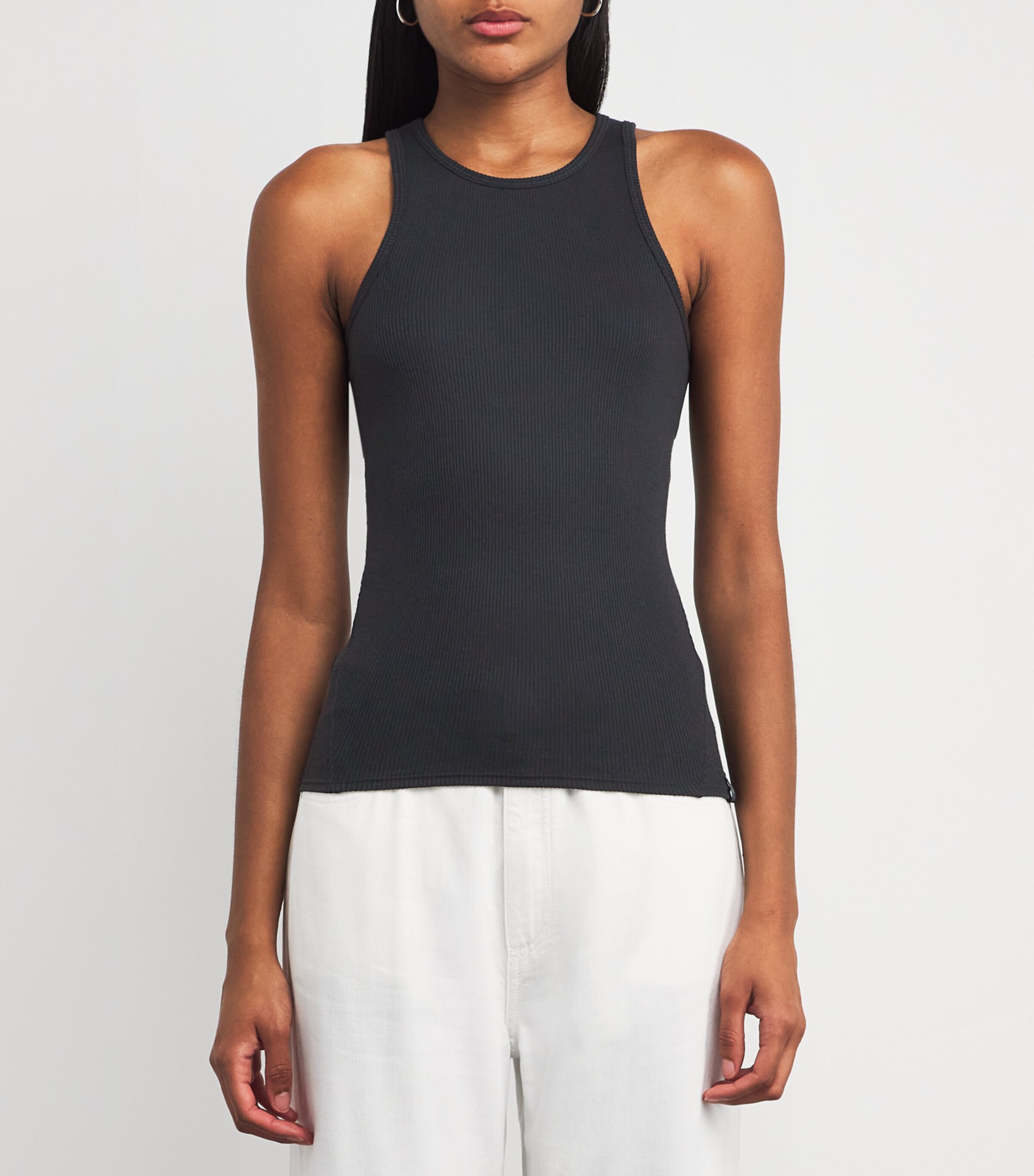Rag & Bone Black The Essential Rib Tank Top | Harrods AE