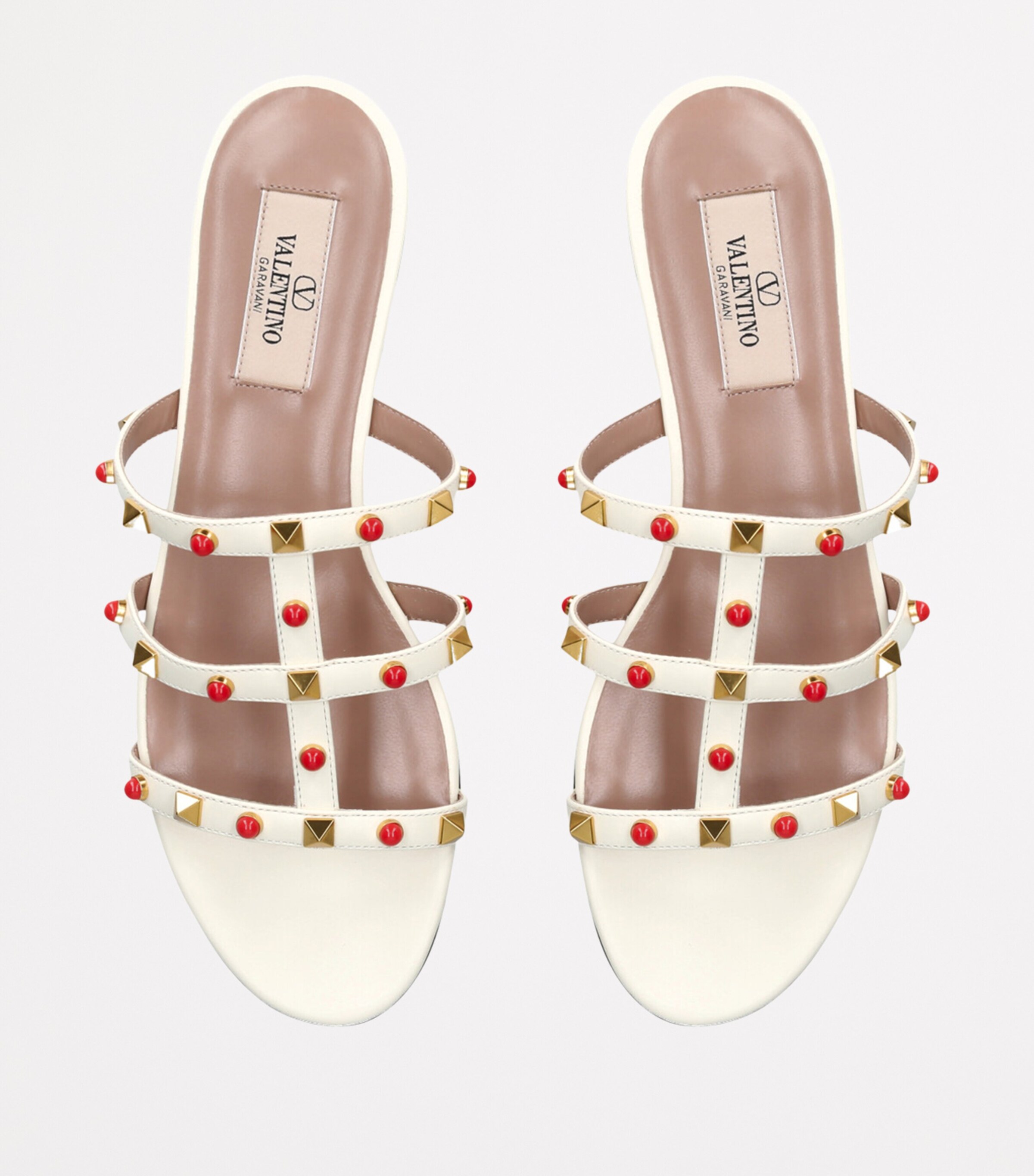 Valentino Garavani Leather Rockstud Sandals White/comb Image 4