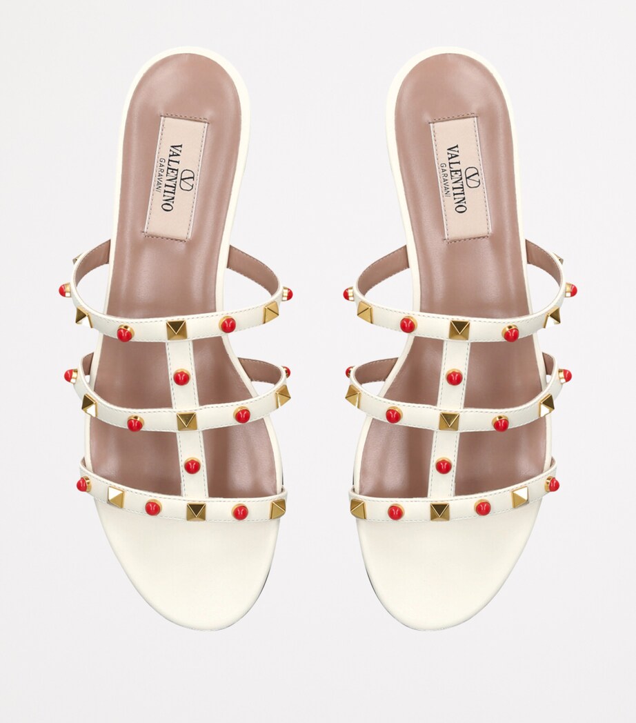 Valentino Garavani Leather Rockstud Sandals White/comb Image 4
