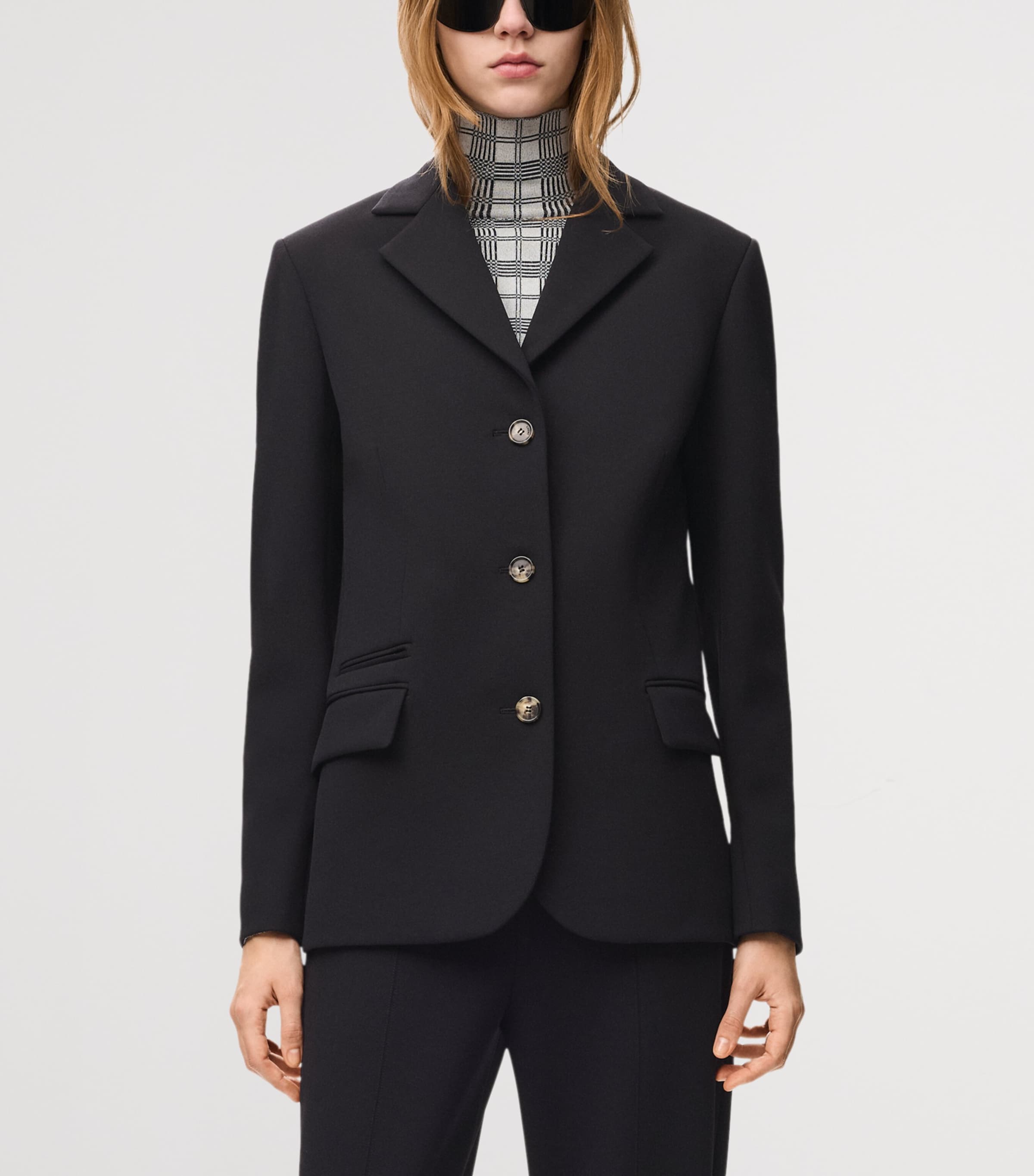 LOEWE Womens Wool-Blend Single-Breasted Blazer Black Image 3