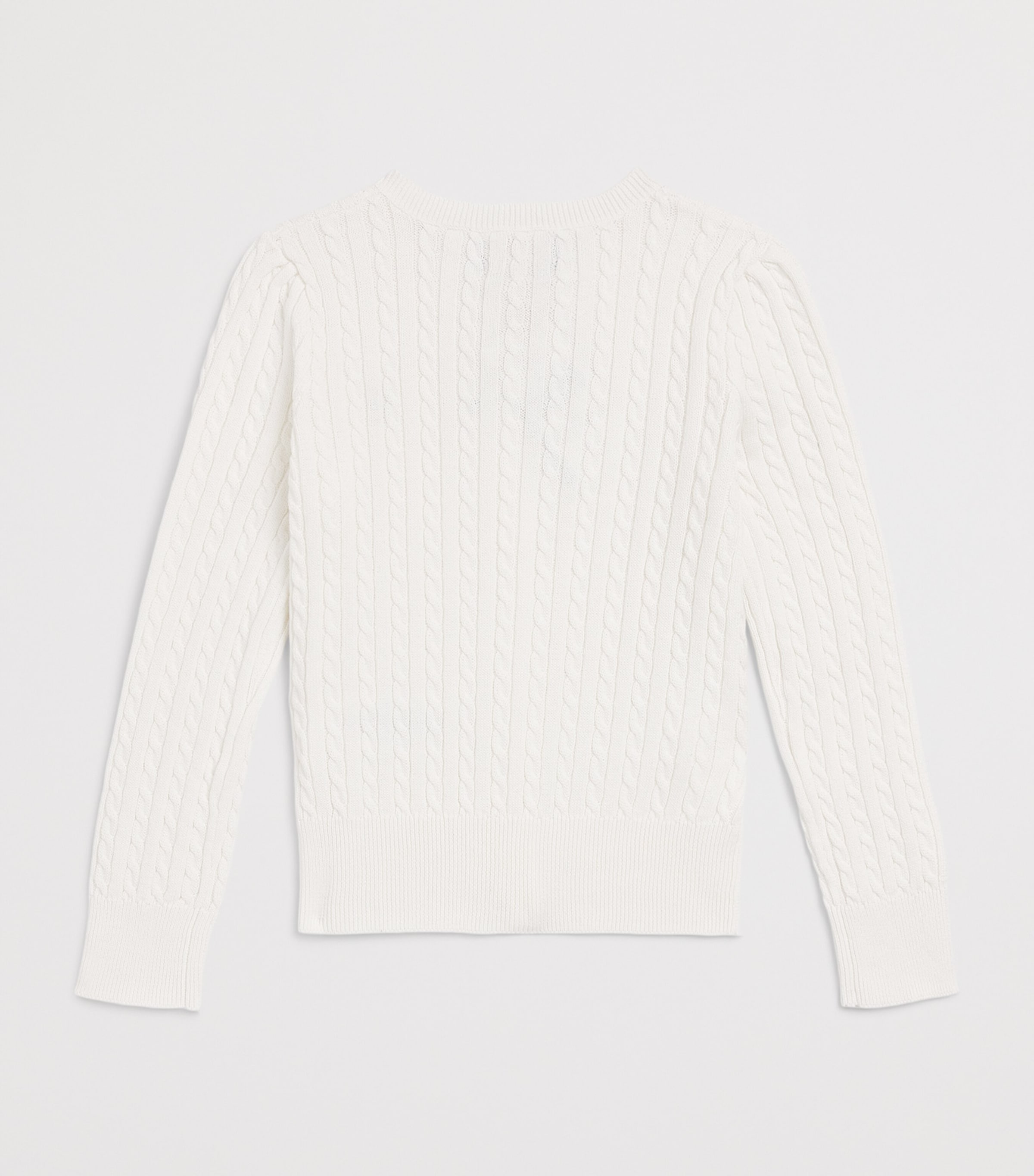 Ralph Lauren Kids Cotton Cable-Knit Cardigan (2-6 Years) Optic White W/ Navy Image 2