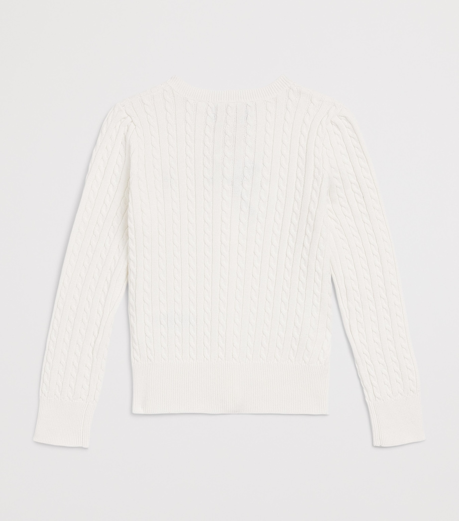 Ralph Lauren Kids Cotton Cable-Knit Cardigan (2-6 Years) Optic White W/ Navy Image 2