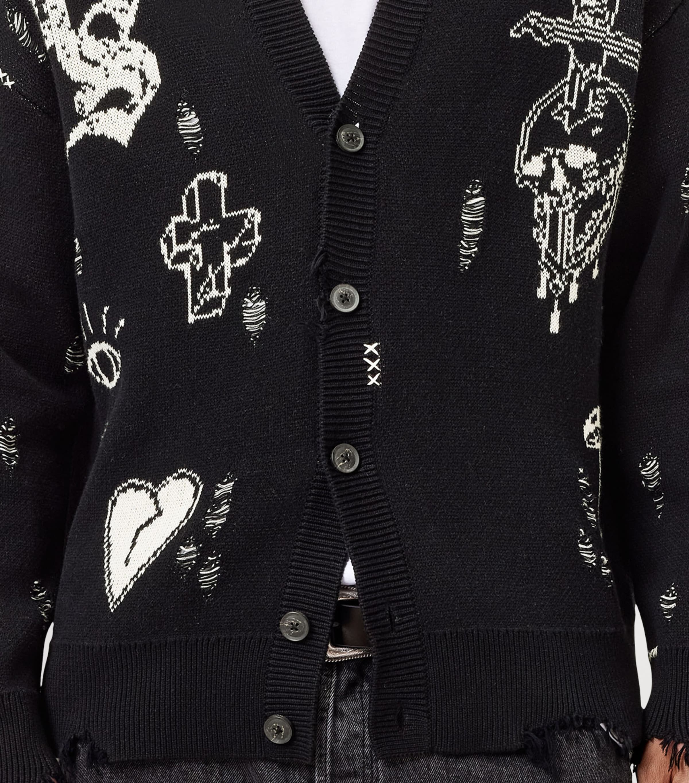 Organic Cotton Caledon Cardigan BLACK/CHALK WHITE Image 7