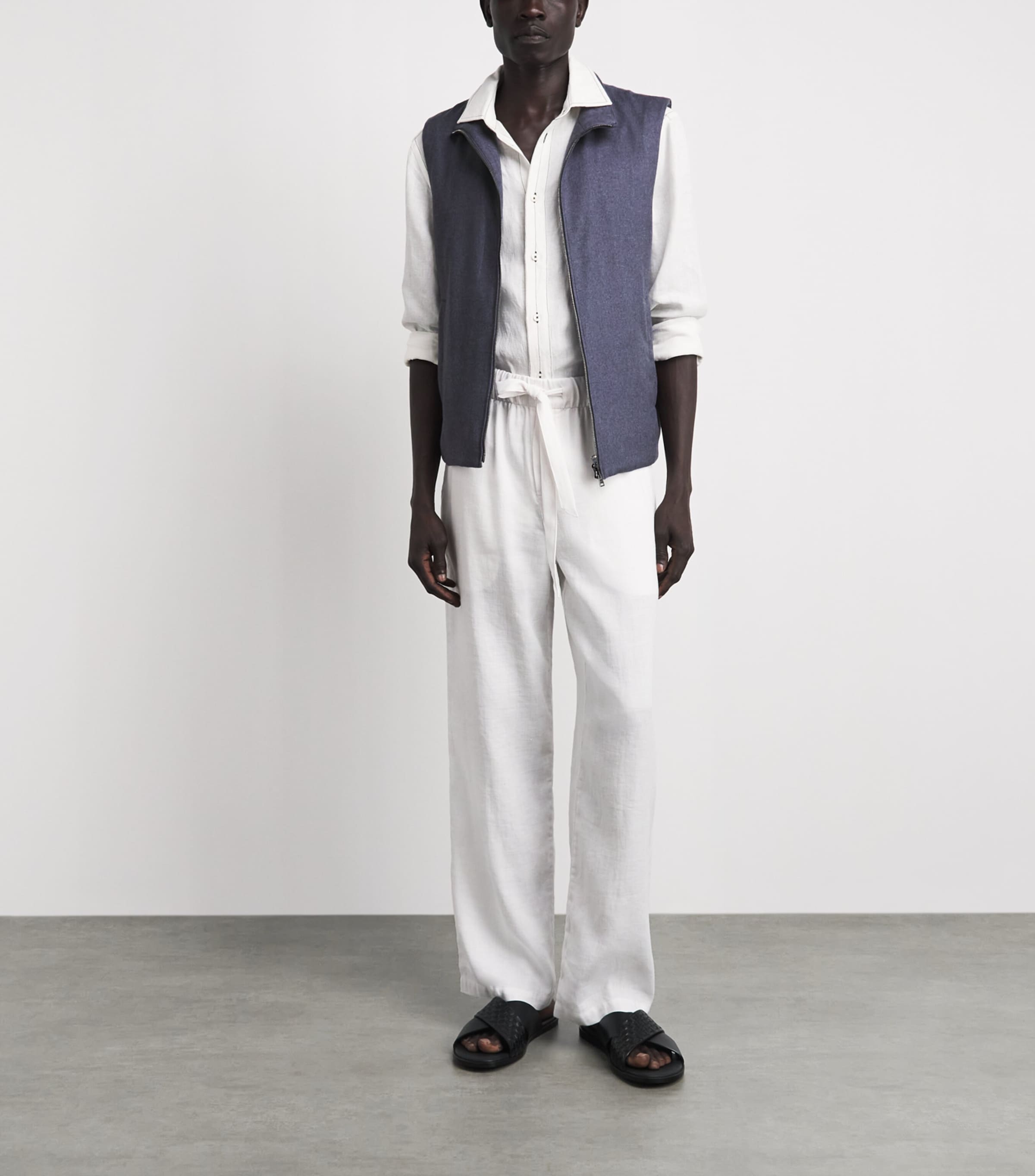 Herno Mens Silk-Cashmere Gilet Azzurro Denim Image 2