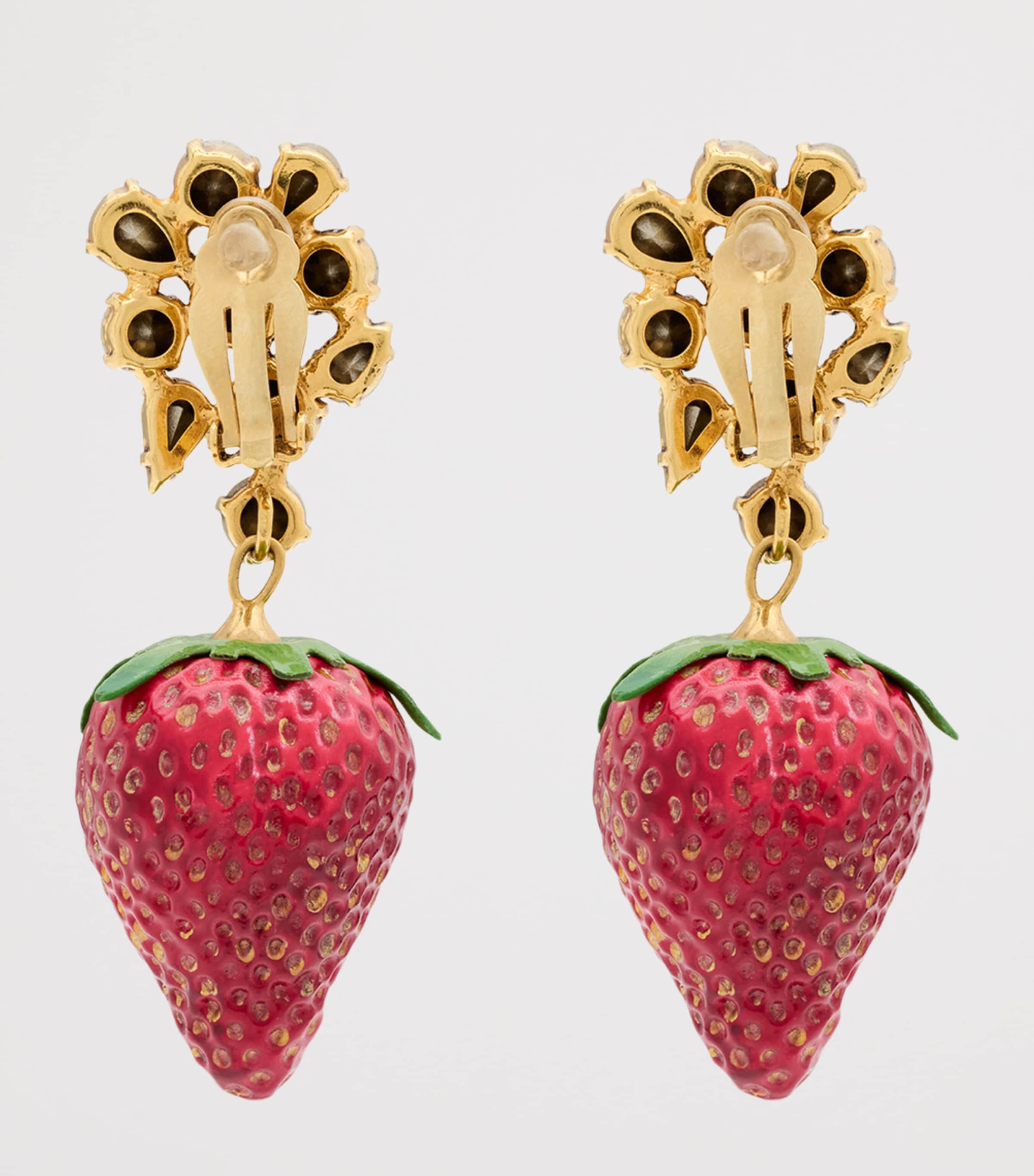 Crystal Strawberry Clip-On Earrings 1301 Image 2