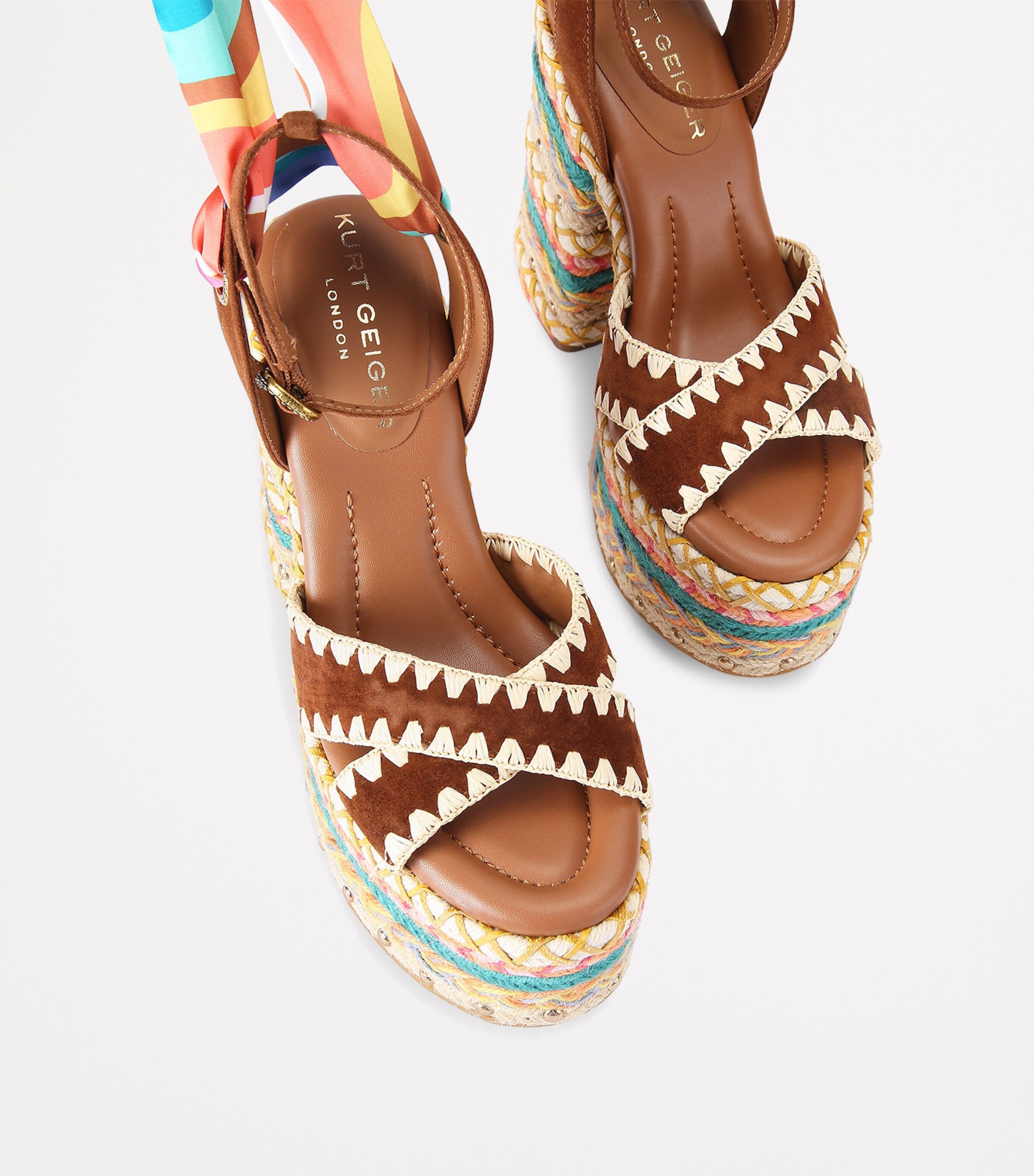 Kurt Geiger London Suede Chelsea Scarf Platform Sandals Mult/other Image 4