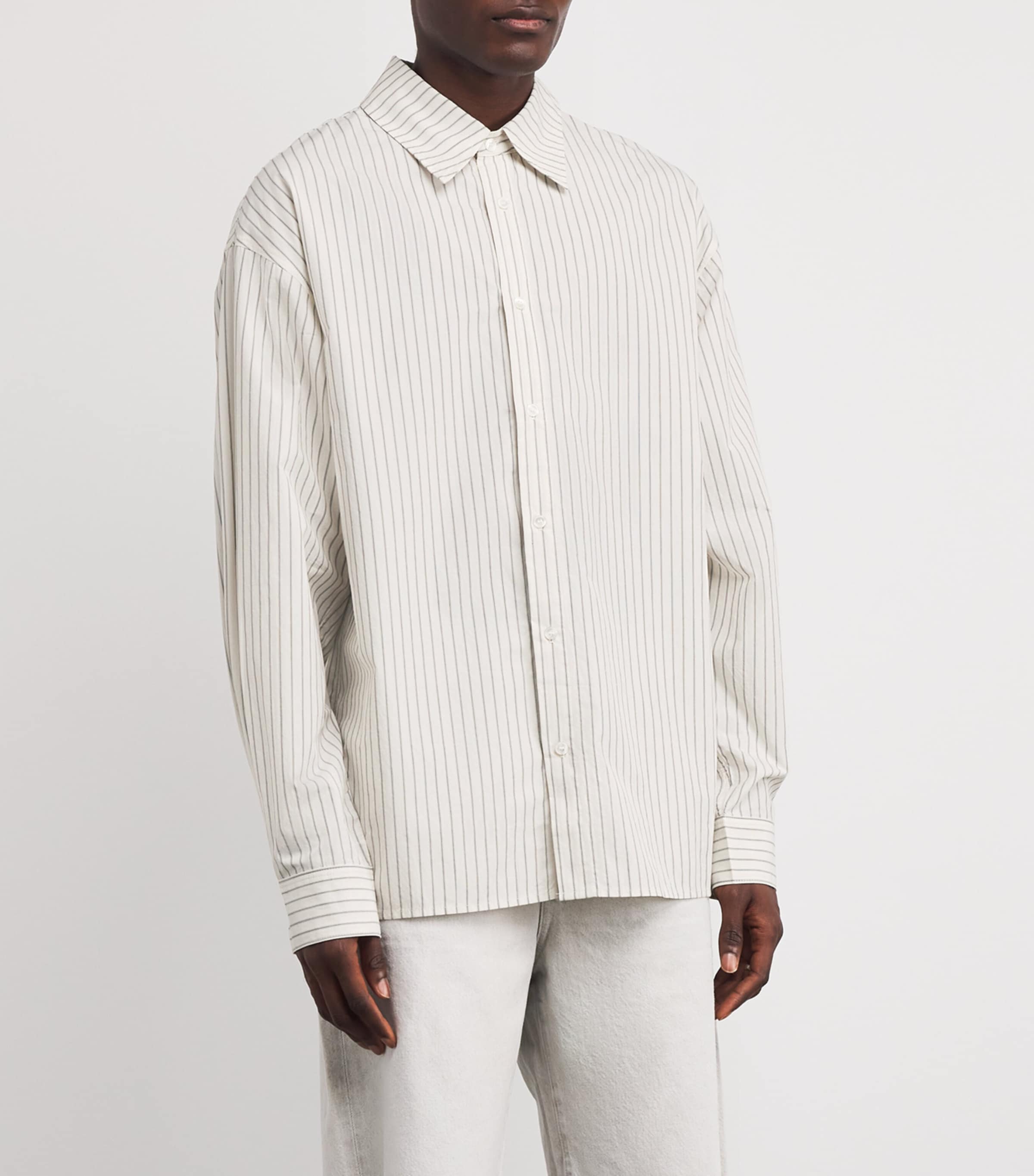 AGOLDE Mens Cotton Stripe Aurel Shirt Gibbs Stripe Gry/wht Image 3