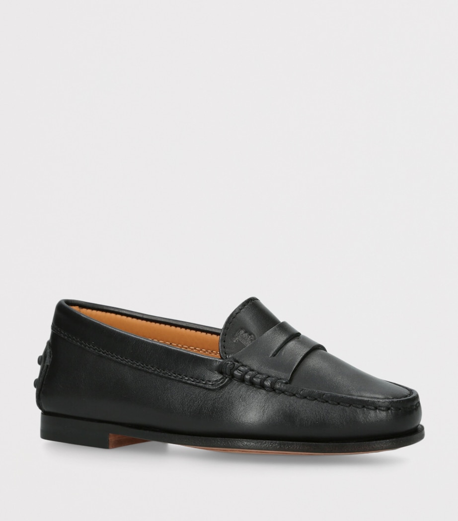 Leather Penny Loafers BLACK Image 3