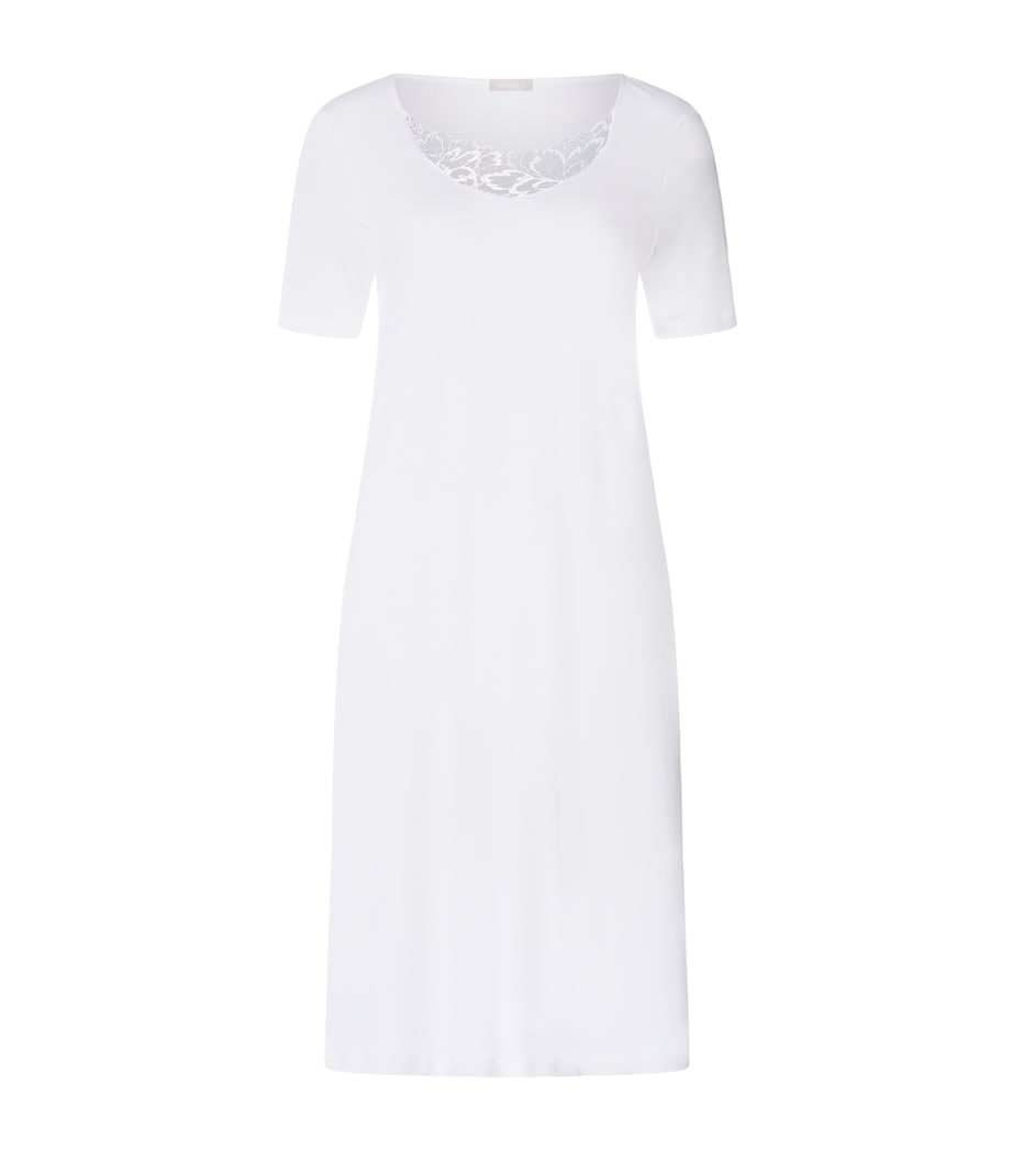 Hanro Womens Cotton Lace-Trim Belen Nightdress White Image 1