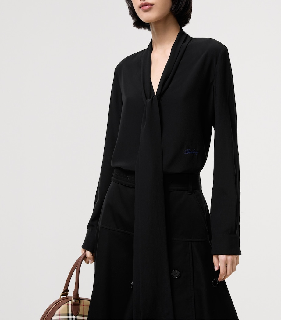 Burberry Womens Silk Scarf Blouse Black Image 2