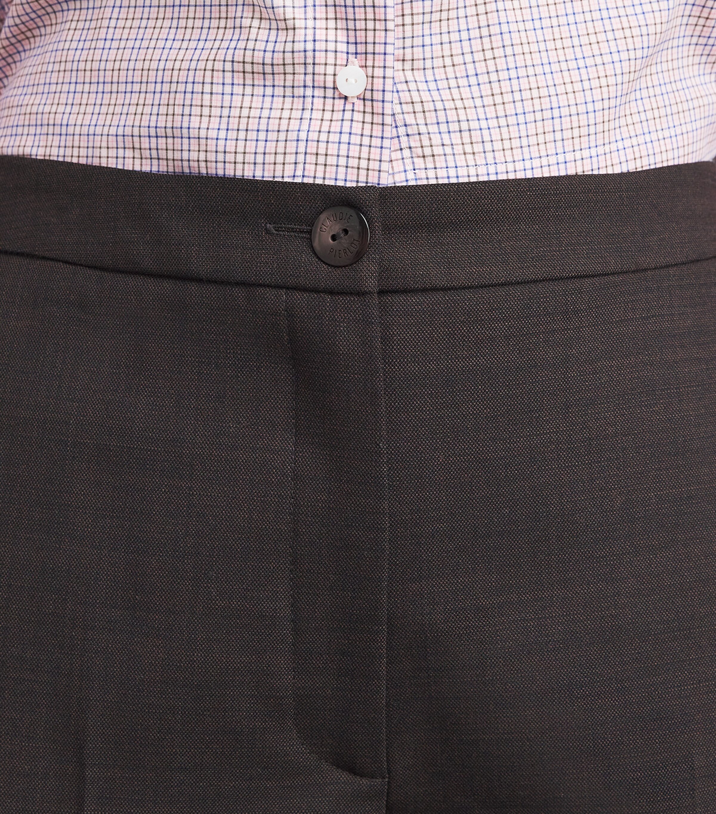 Wool-Blend Straight Trousers BROWN Image 6