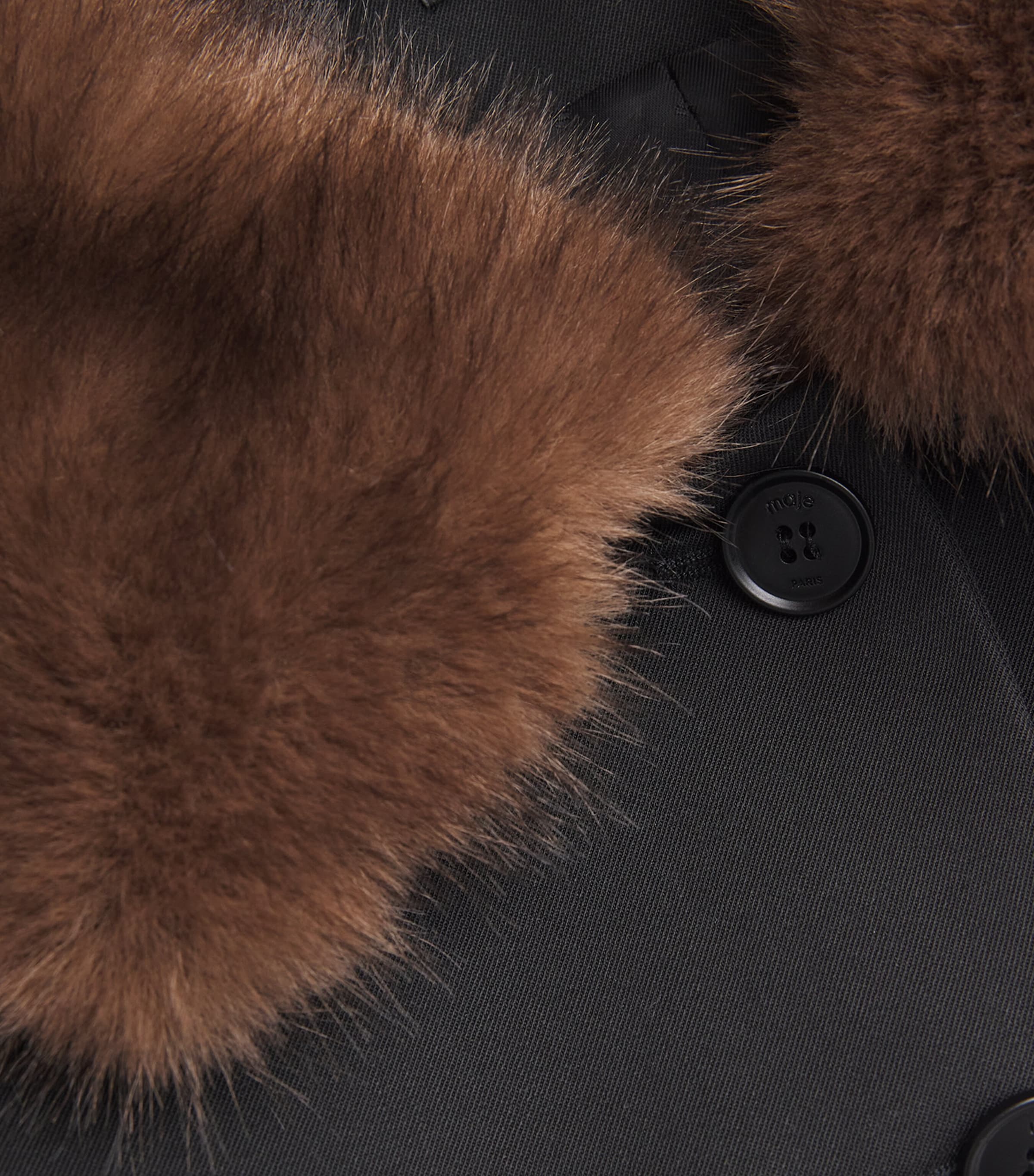 Cropped Removable-Collar Pea Coat BLACK Image 5