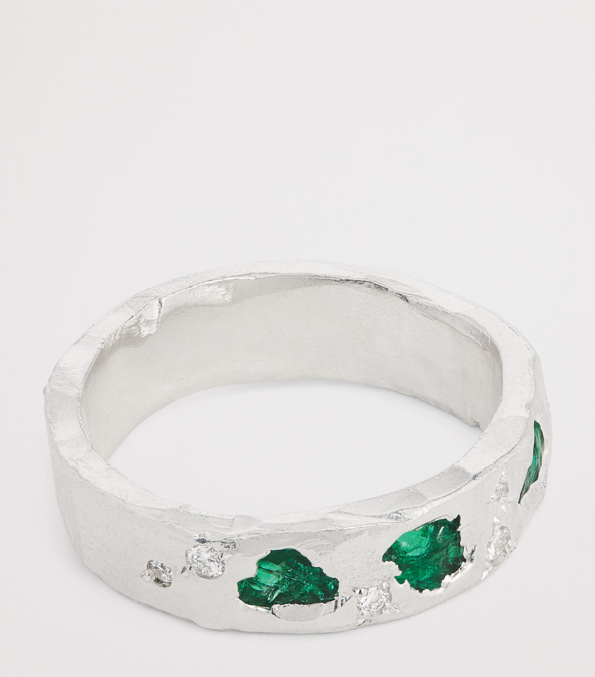 Sterling Silver and Emerald Scatter Ring SILVER Image 4