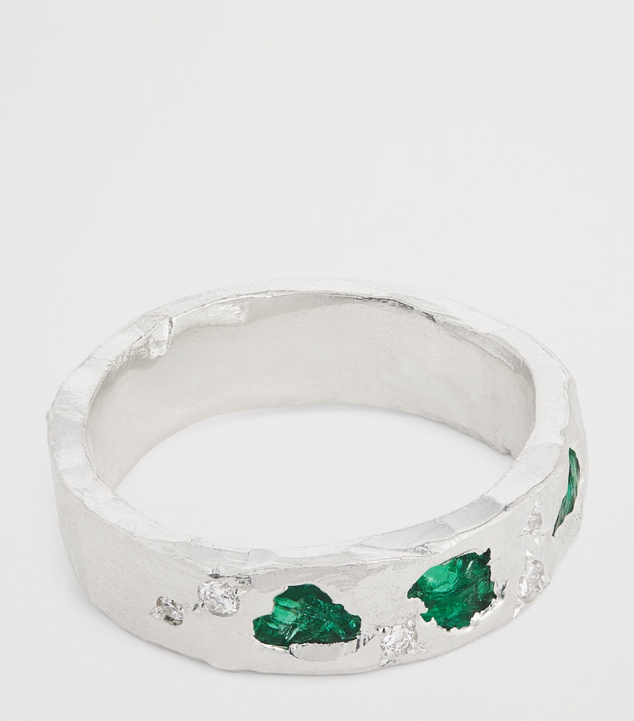 Sterling Silver and Emerald Scatter Ring SILVER Image 4
