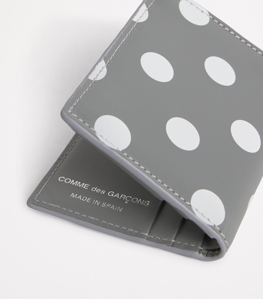 Comme Des Garçons Wallet Leather Polka-Dot Bifold Card Holder Grey Image 5
