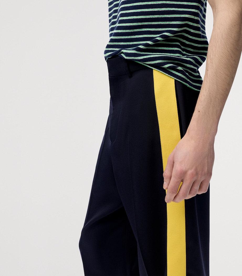 LOEWE Mens Wool-Blend Stripe Trousers Navy/yellow Image 5