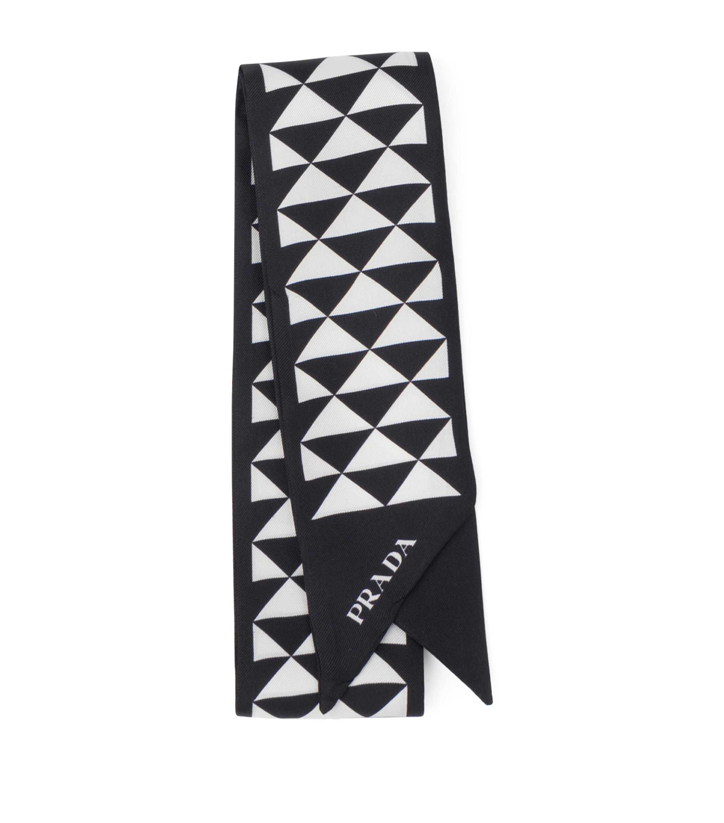 Prada Black Silk Triangle Skinny Scarf Harrods UK