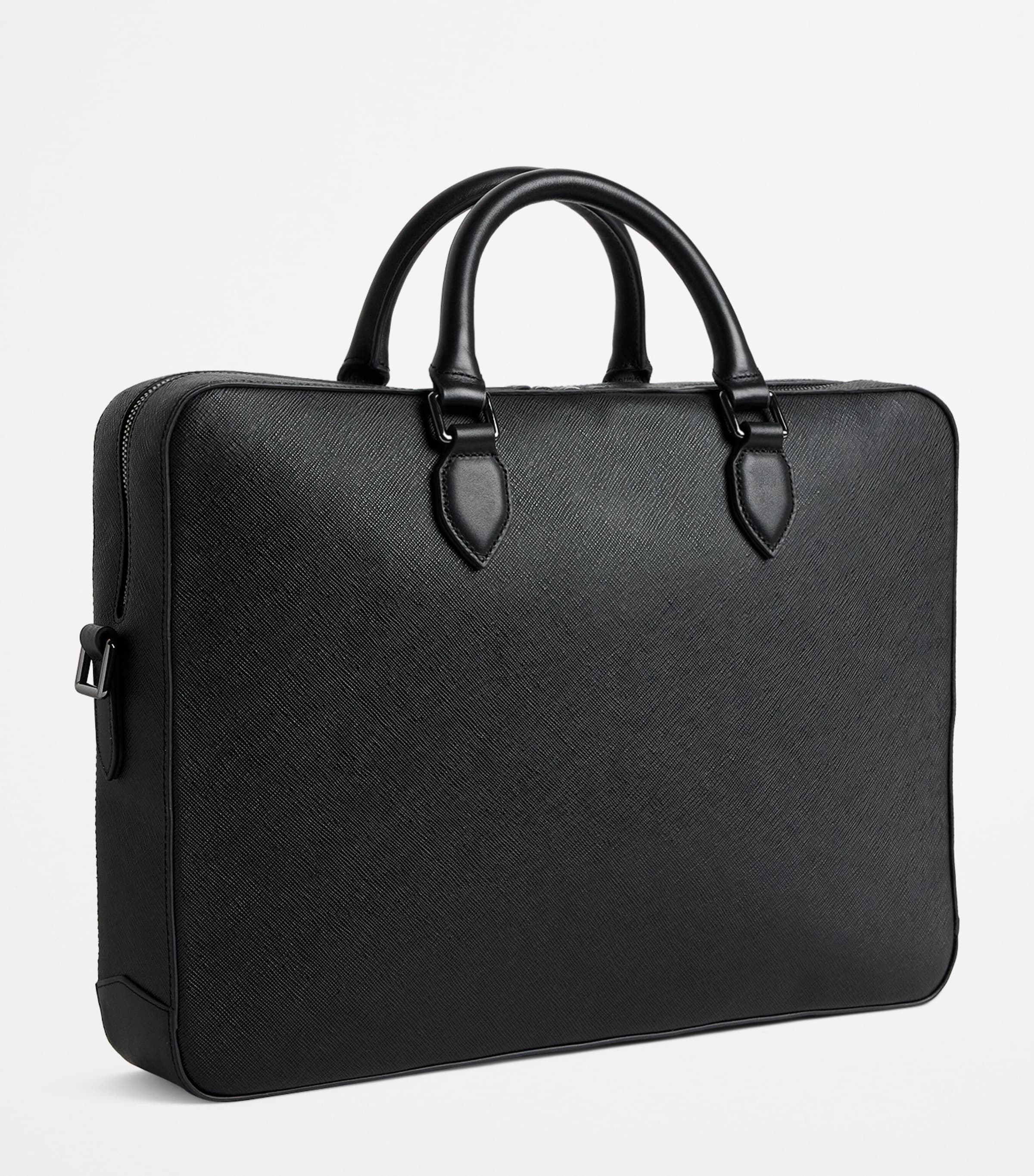 Harrods Saffiano Leather Briefcase Black Image 3