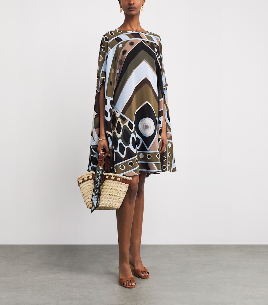 PUCCI Womens Silk Vivara Kaftan Cape Khaki Image 2