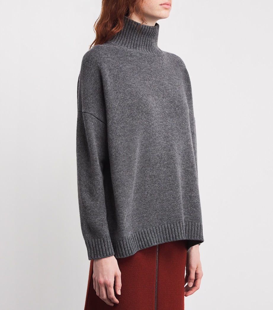Virgin Wool High-Neck Sweater DARK GREY Image 3