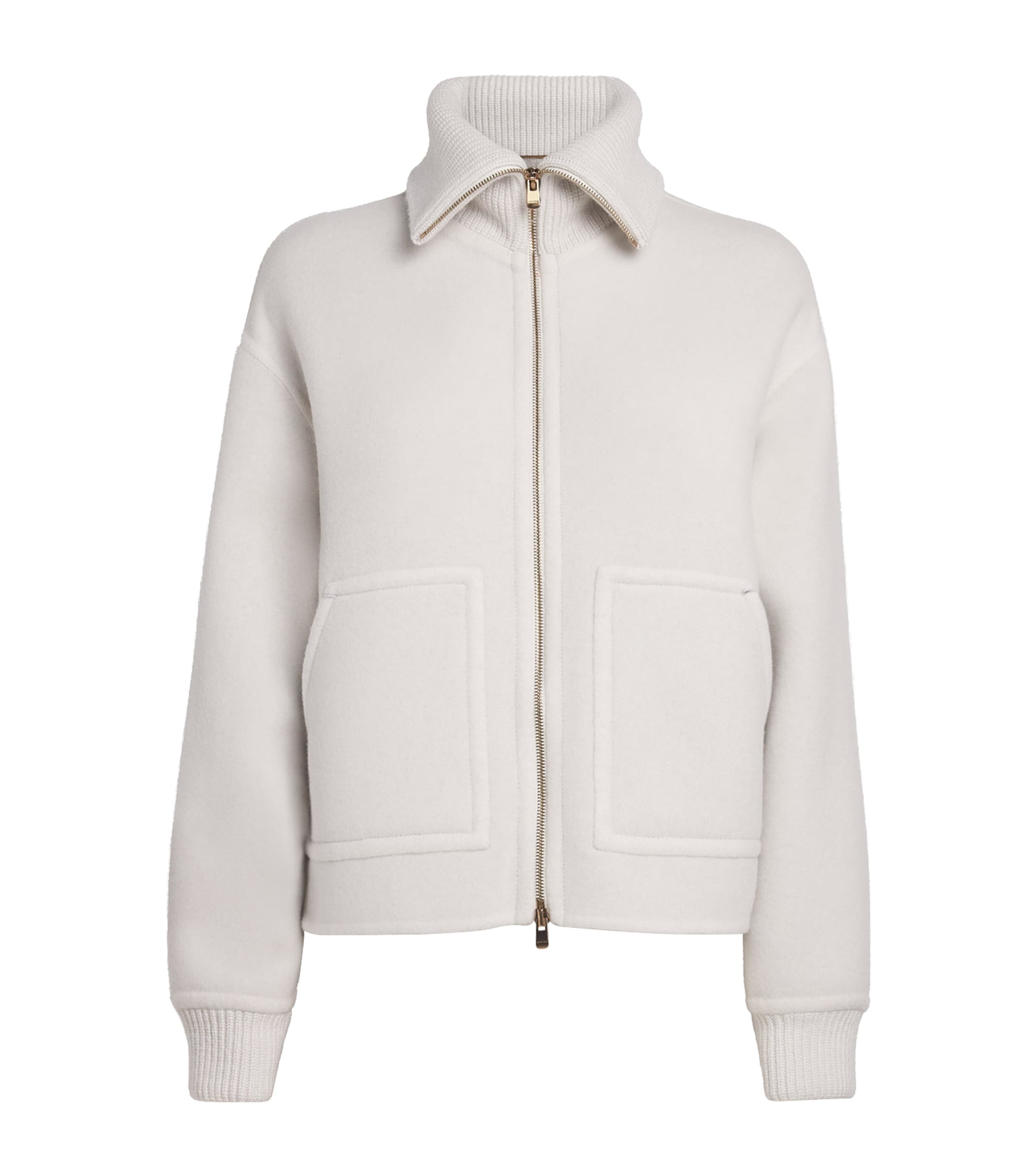 Agnona Cashmere Bomber Jacket In White