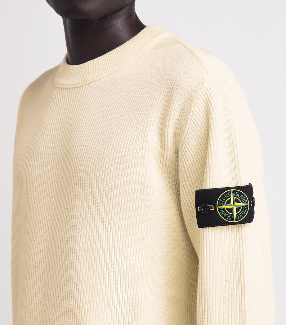 Stone Island Mens Ribbed Compass Patch Sweatshirt Image 3