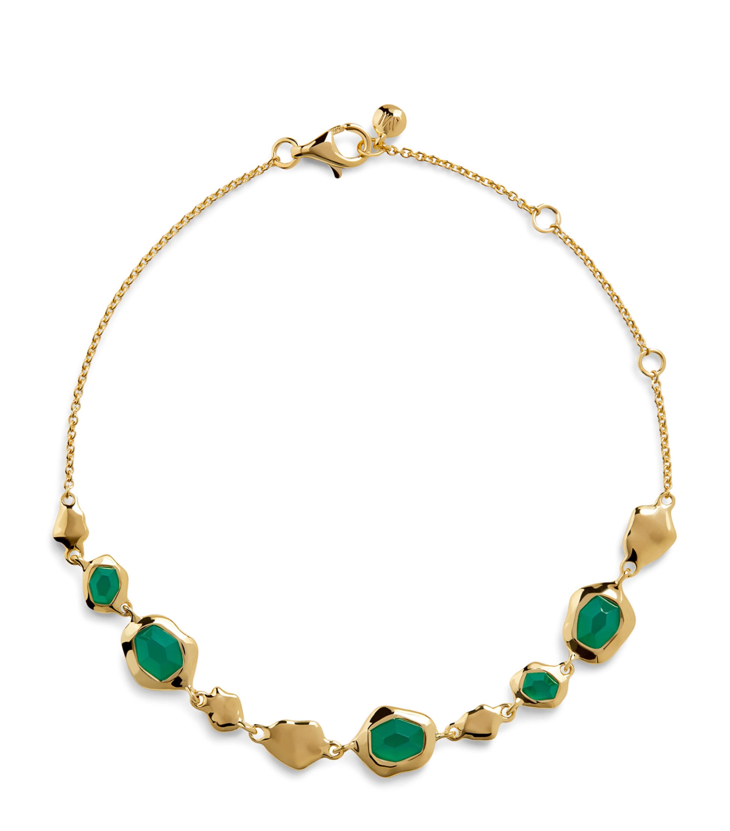Monica Vinader Gold Vermeil And Green Onyx Odyssey Pebbled Chain Bracelet In Multi