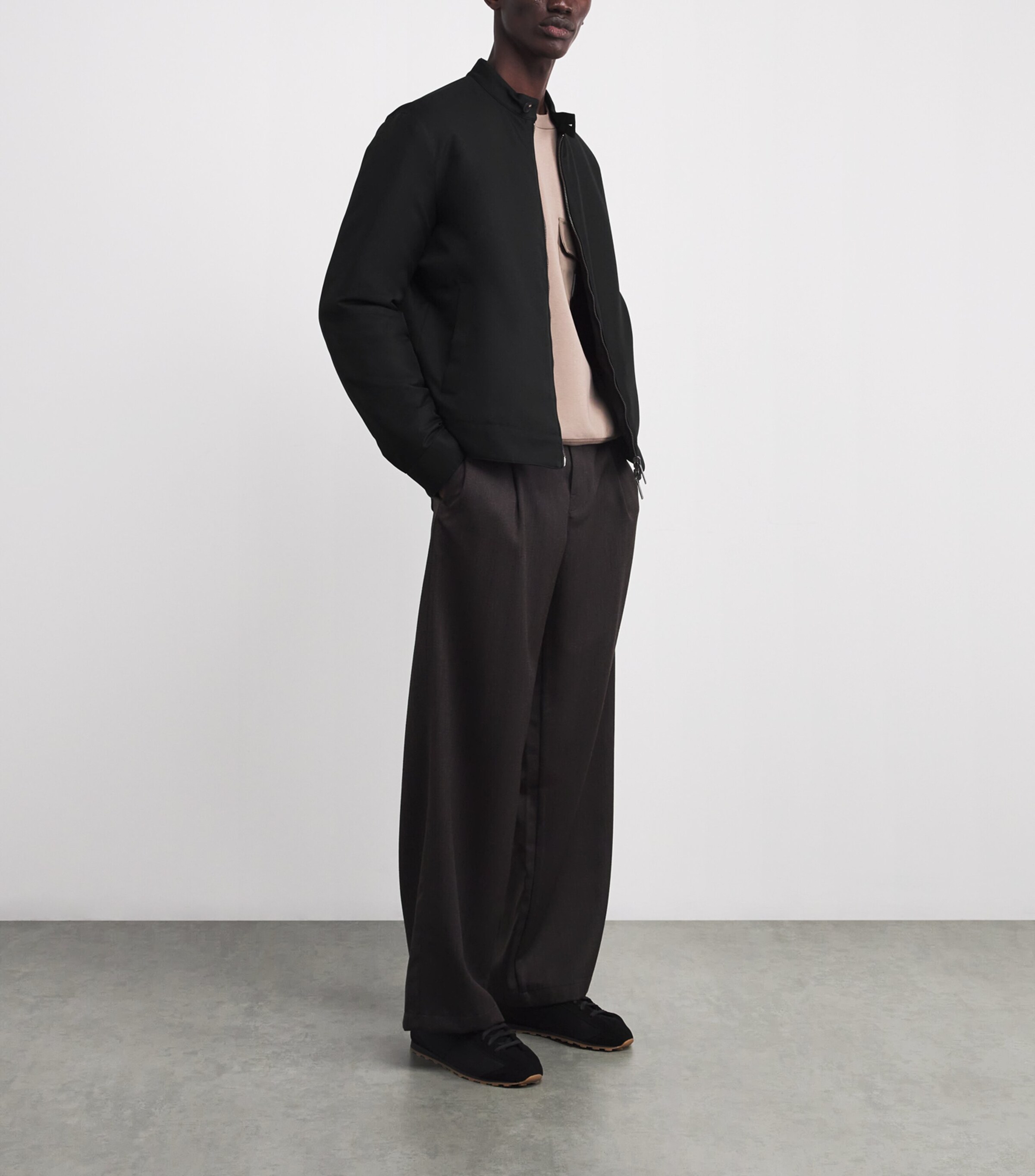 Emporio Armani Black Technical Fabric Blouson Jacket | Harrods US