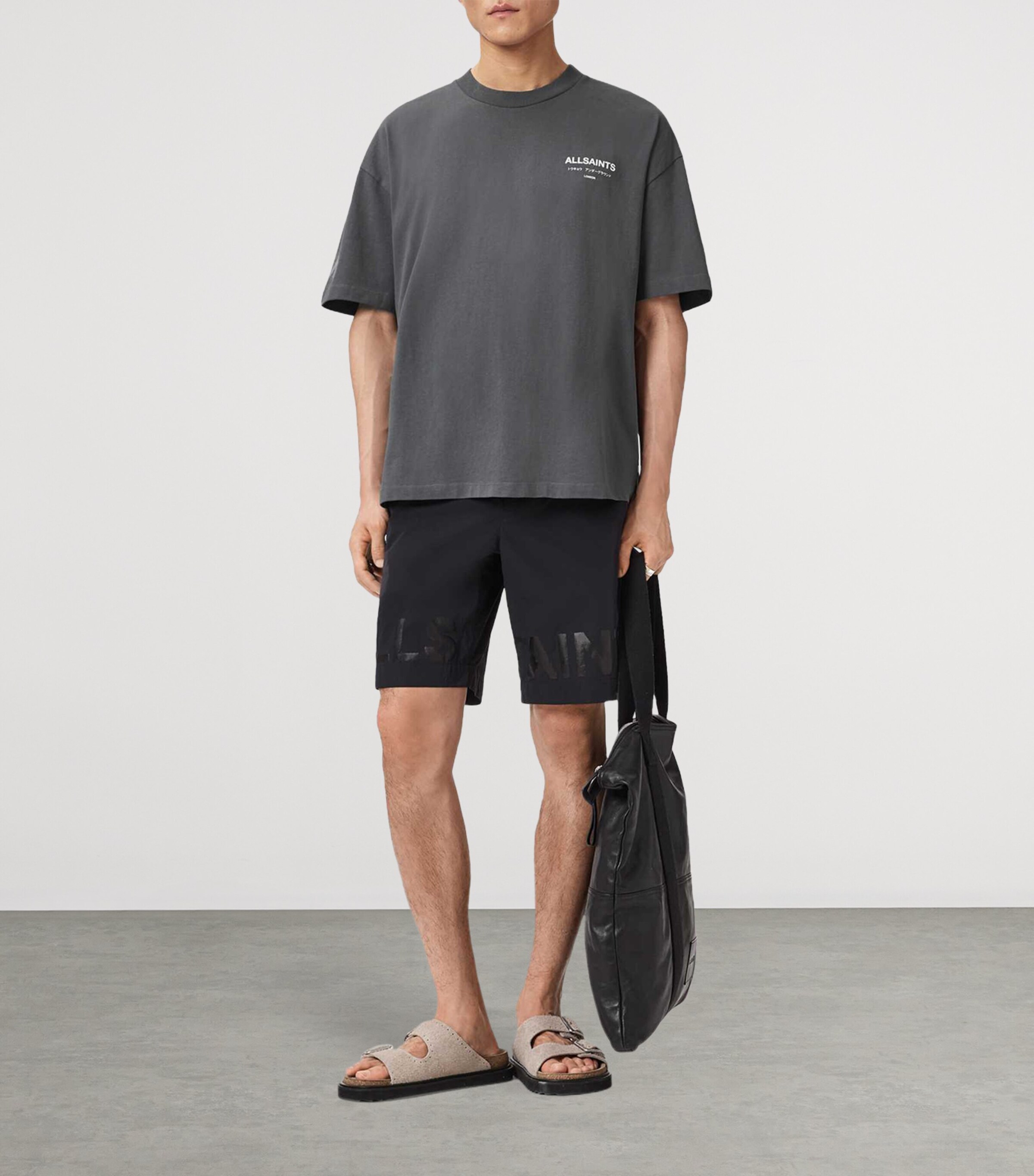 AllSaints Mens Organic Cotton Underground T-Shirt Dark Steel Blue Image 7