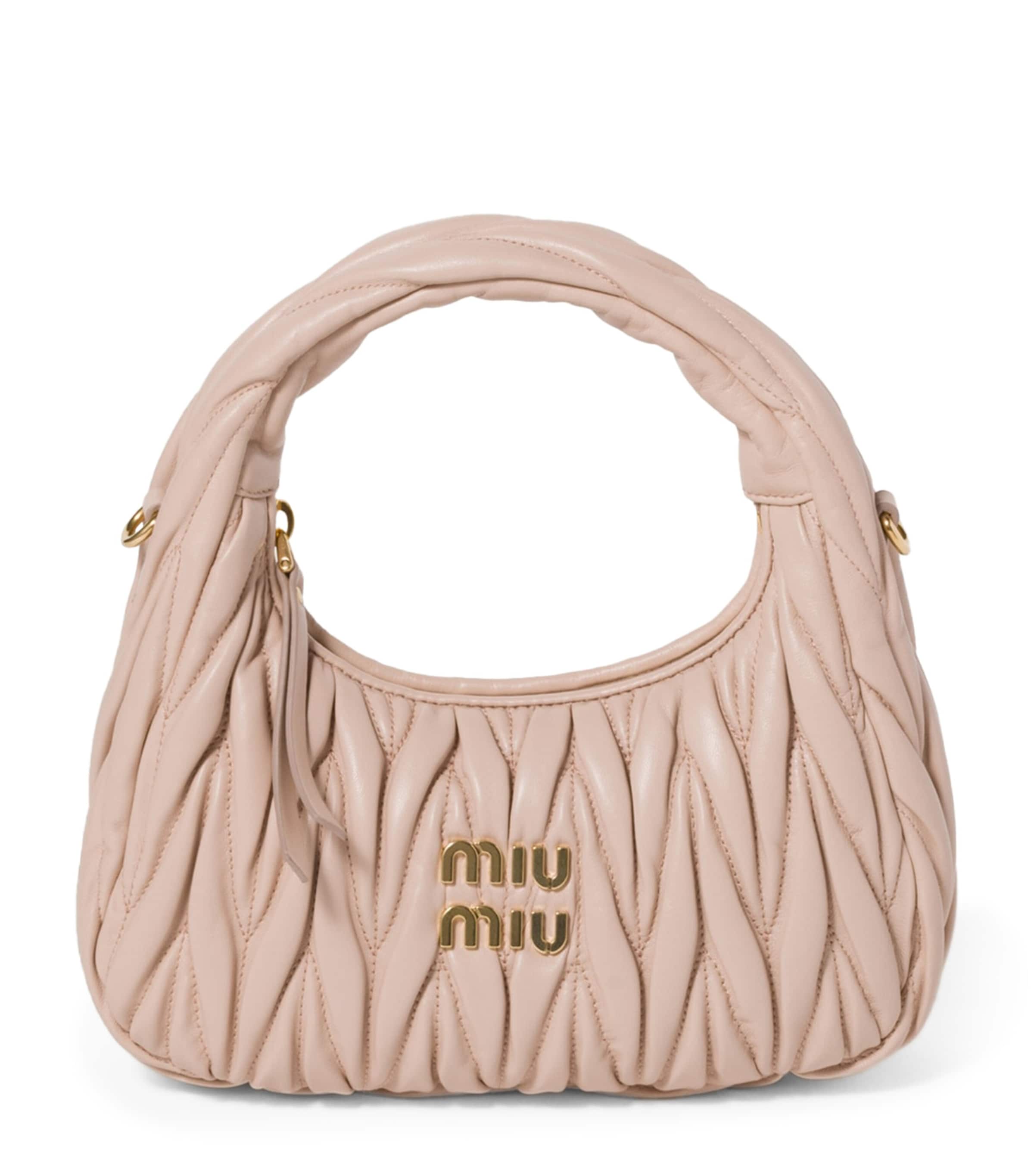 Miu Miu Lamb Leather Quilted Shoulder Bag In Pink