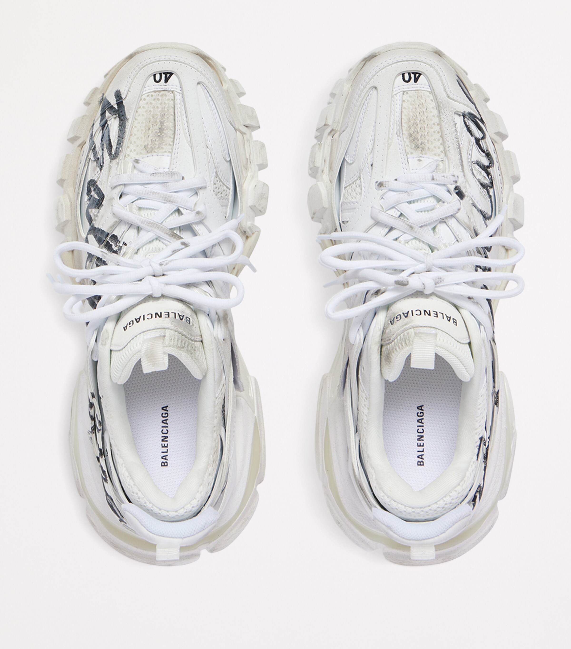 Balenciaga White Track Signature Sneakers | Harrods US
