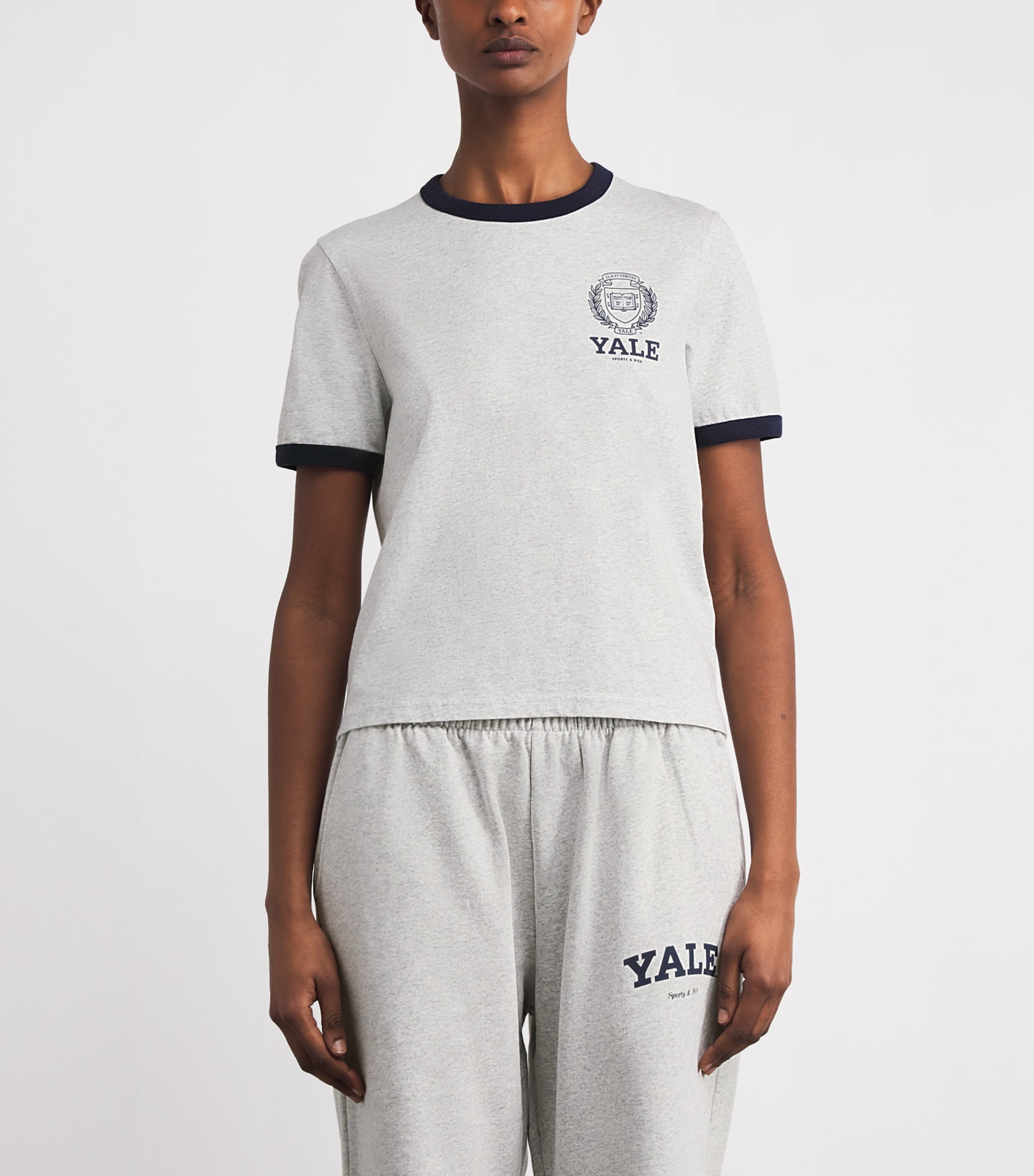 Cotton Yale T-Shirt 3915 HTH GRAY/DRK NV Image 3