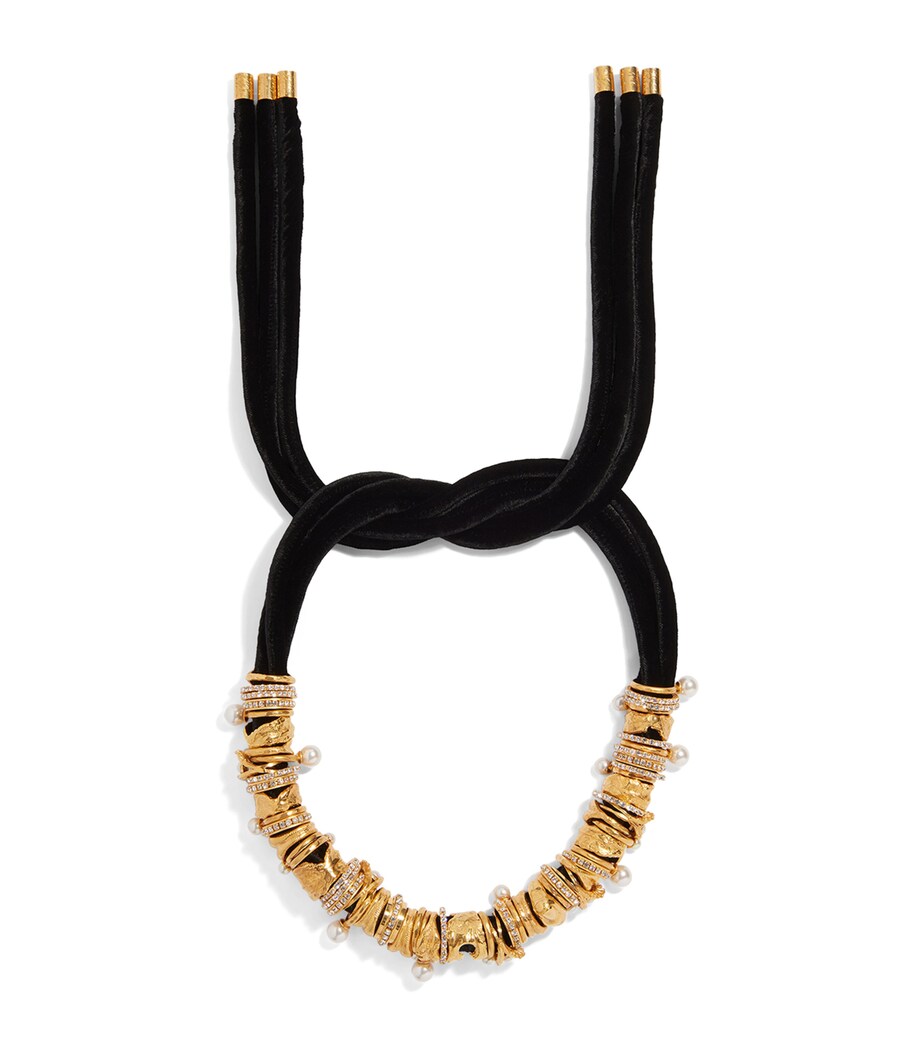 Schiaparelli Embellished Ring Necklace Opaque Gold Image 1