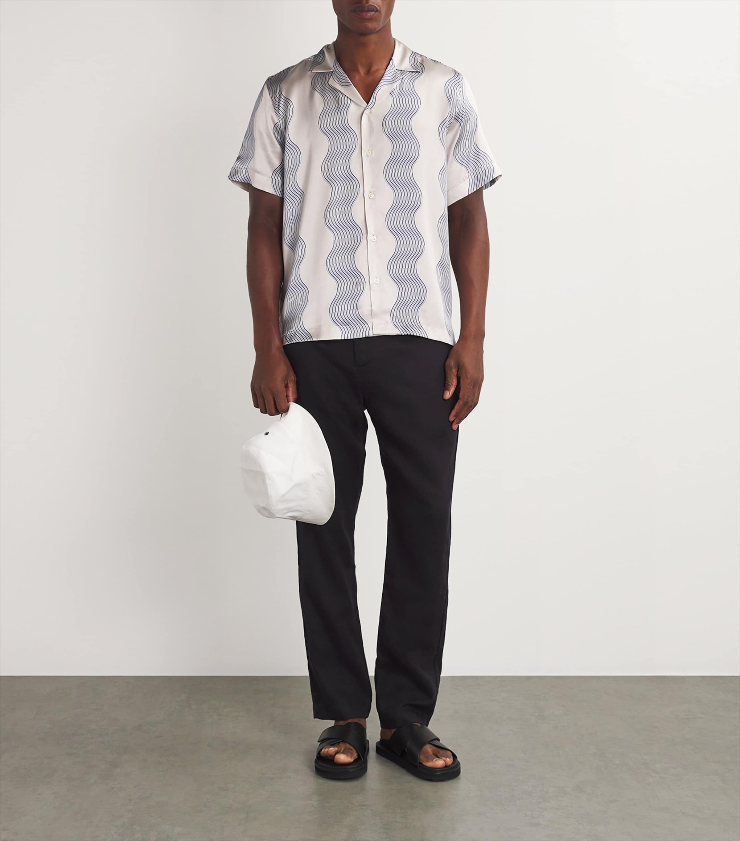 Linen-Cotton Oscar Slim Trousers BLACK Image 2