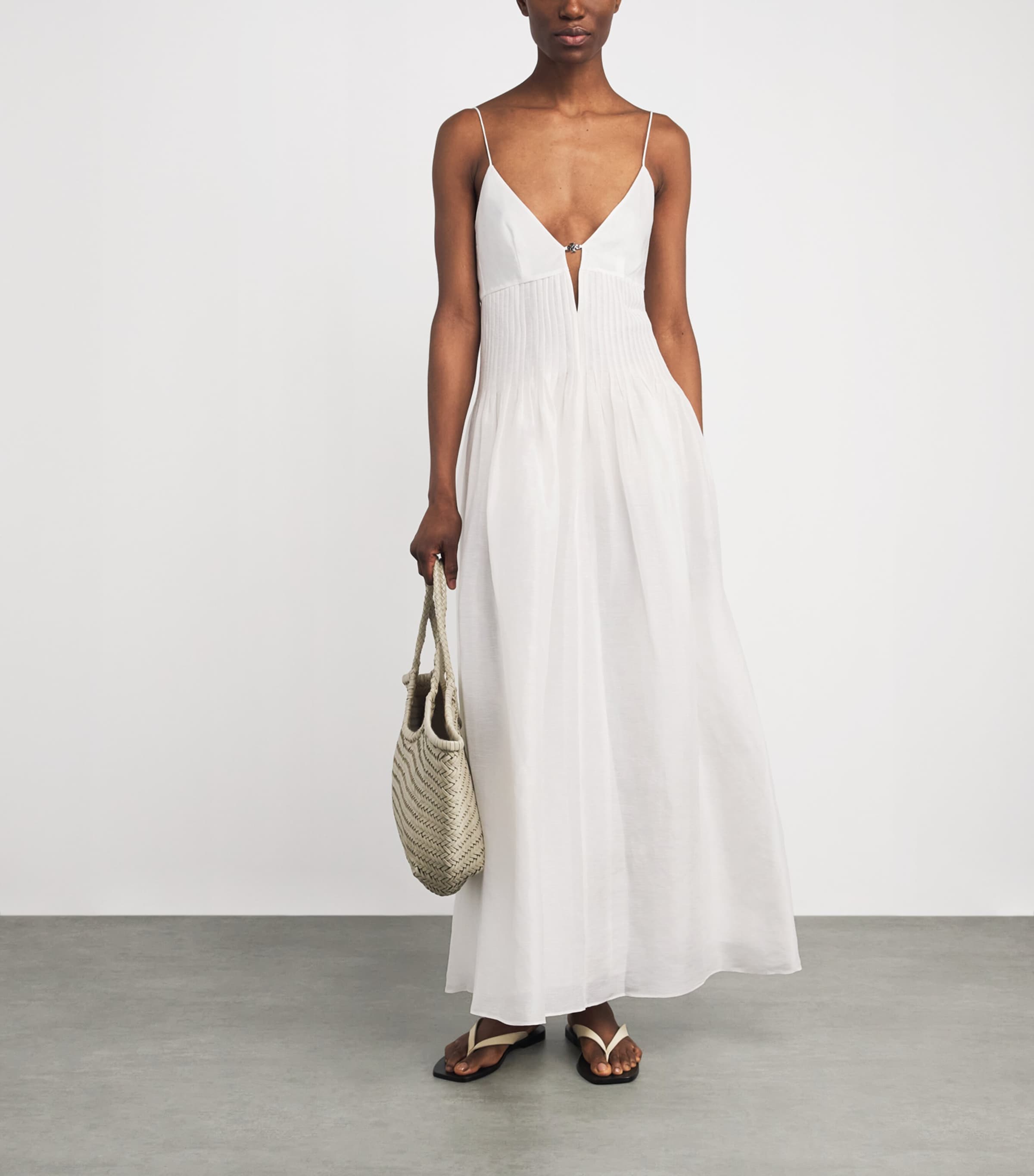 Tory Burch Womens Linen-Silk Maxi Dress Image 2
