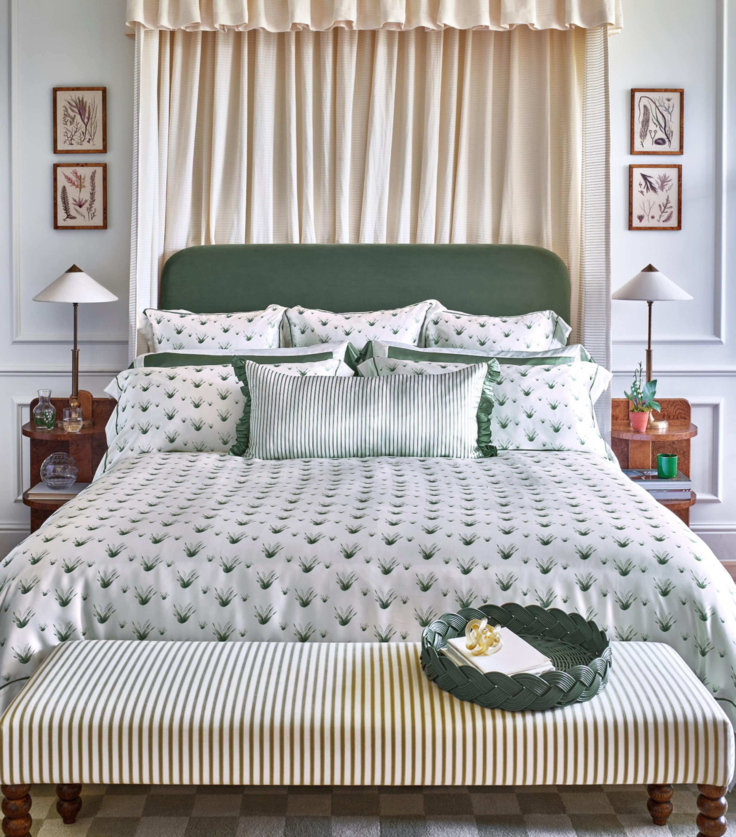 x Memo Press Silk Lily Of The Valley King Duvet Cover (225cm x 220cm) GREEN/WHITE Image 2