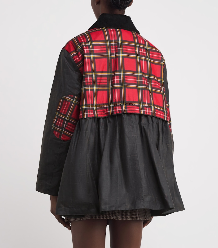 x GANNI Waxed Tartan Peplum Coat CLS/RYLST/CHR/CLSCTR Image 4