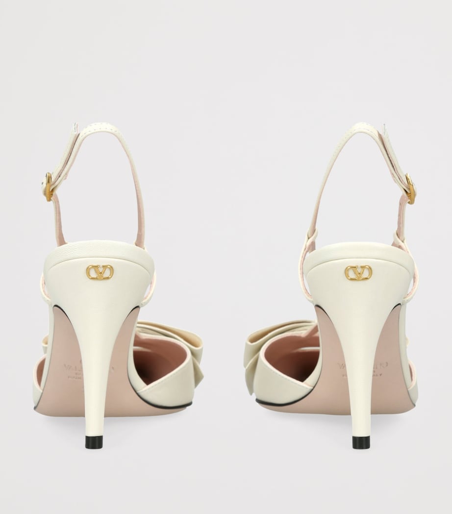 Leather Bow-Detail Bowow Pumps 85 BONE Image 2