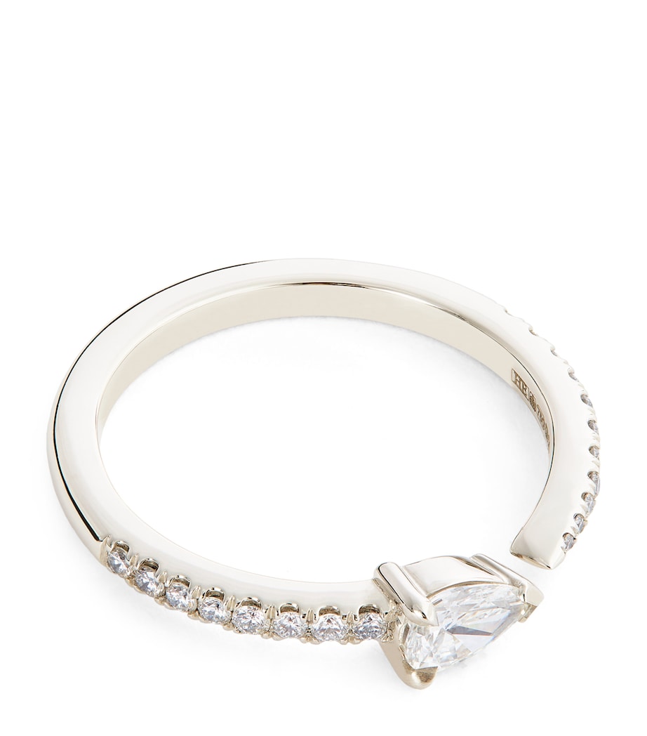 White Gold and Diamond Pavé Drop Links Ring WHITE GOLD Image 1