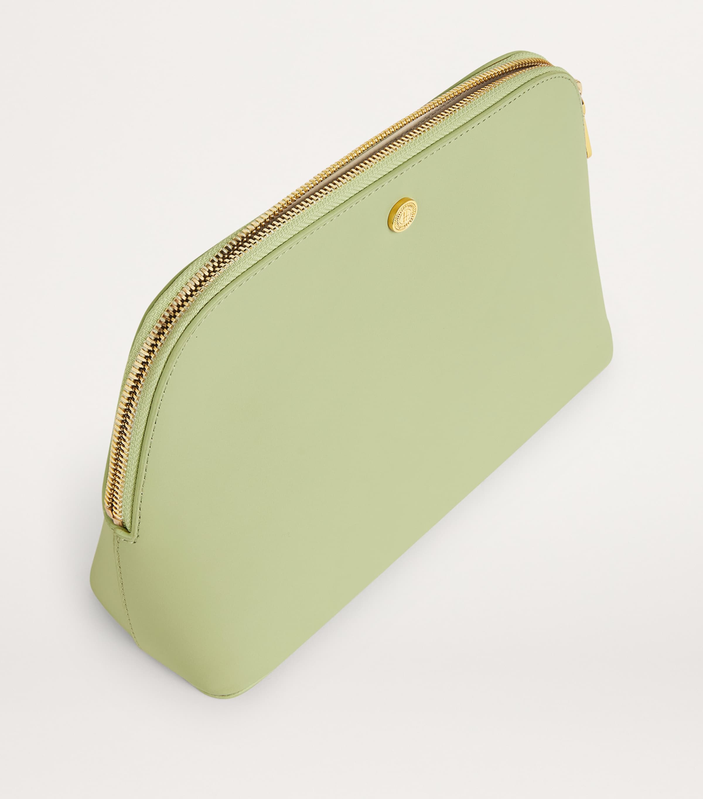 Harrods Large Leather Cosmetics Bag Green Image 2
