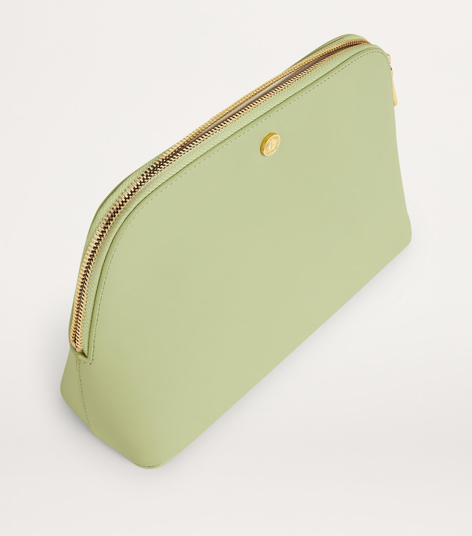 Harrods Large Leather Cosmetics Bag Green Image 2
